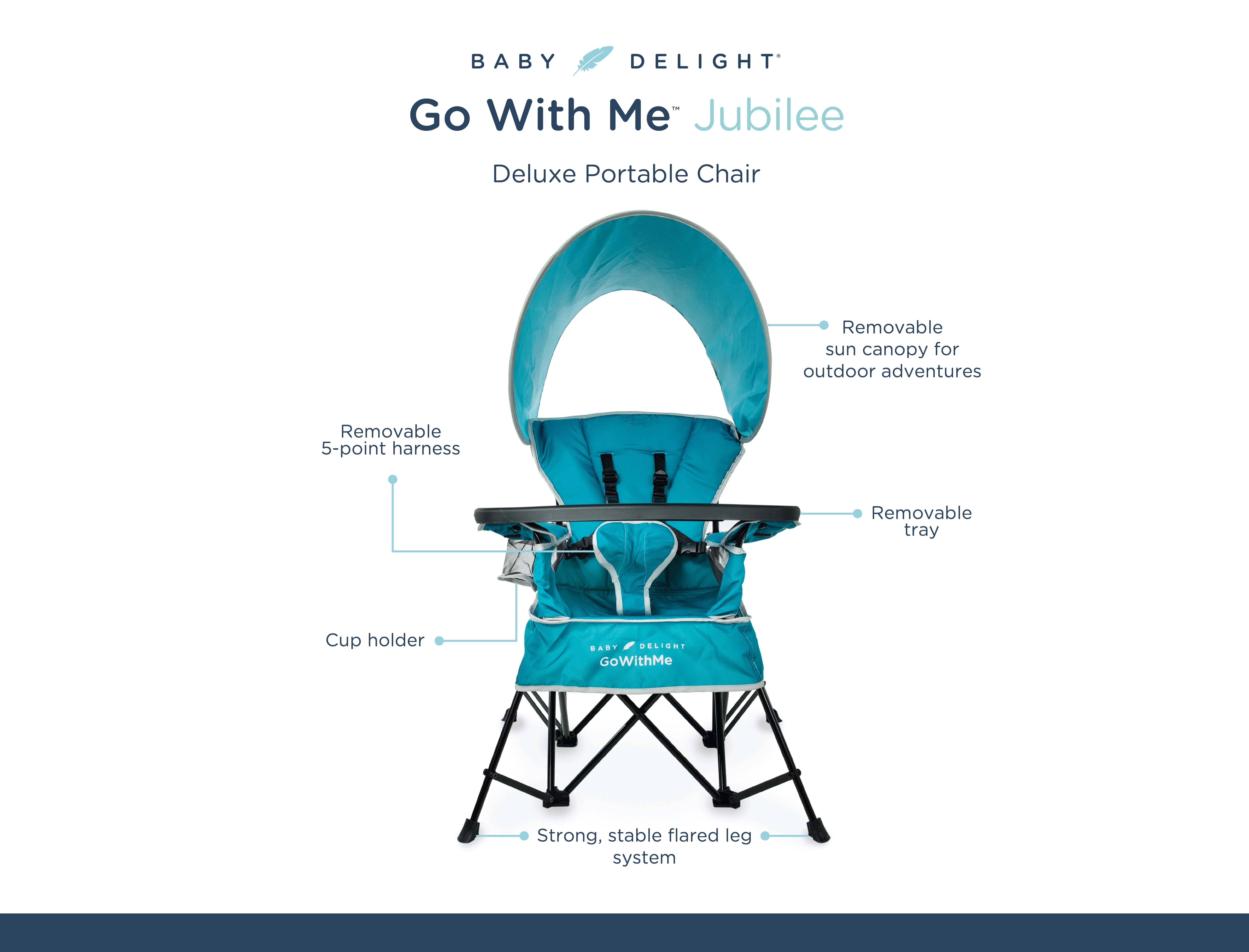 Baby Delight Go with Me Jubilee Deluxe Portable Infant Chair, Removable Canopy, Teal - Womvr