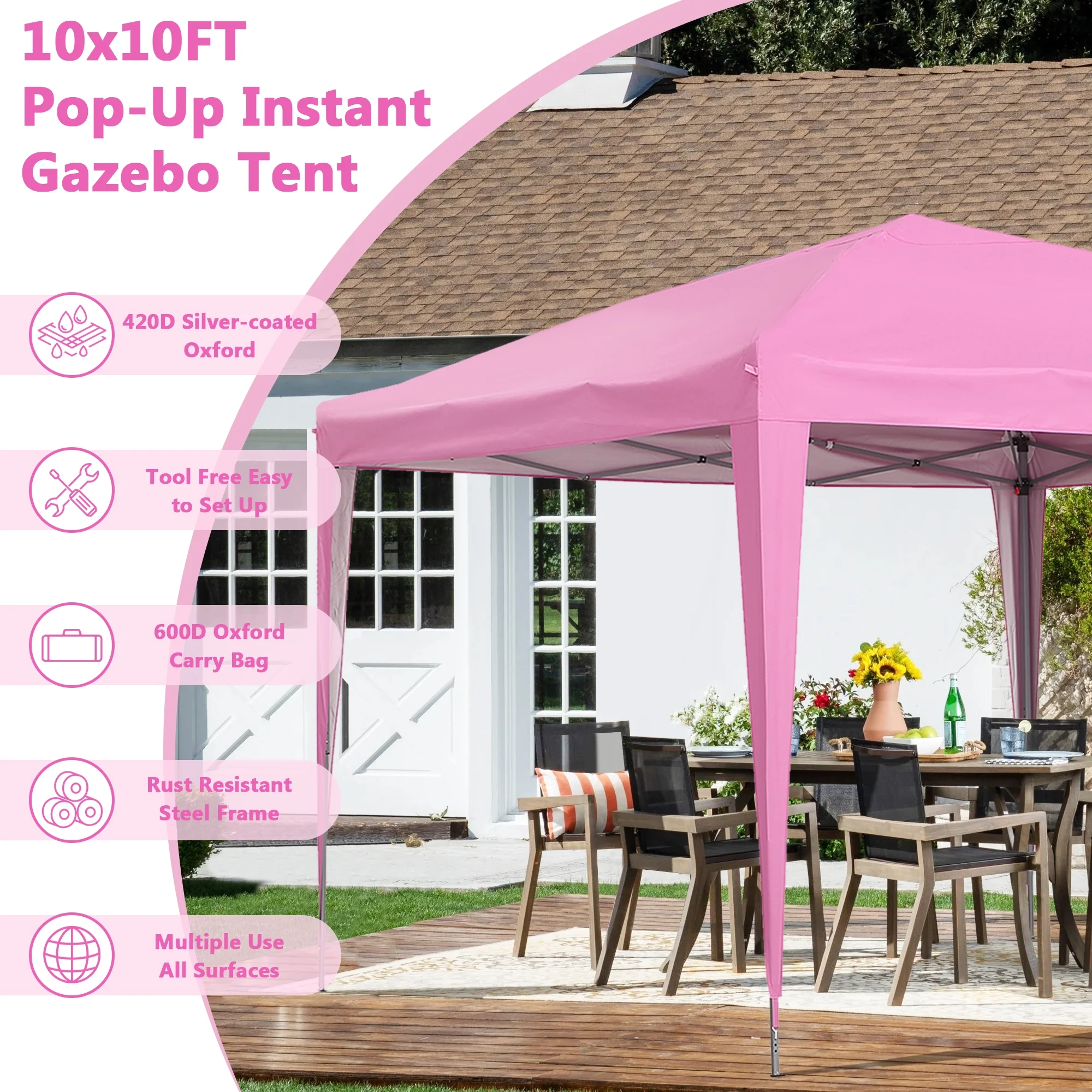 Outdoor Basics 10 ft x 10 ft Pop Up Canopy Tent with Carry Bag, Shade Canopy, Great for Picnic, Yard, Beach, Park, Camping, White - Womvr