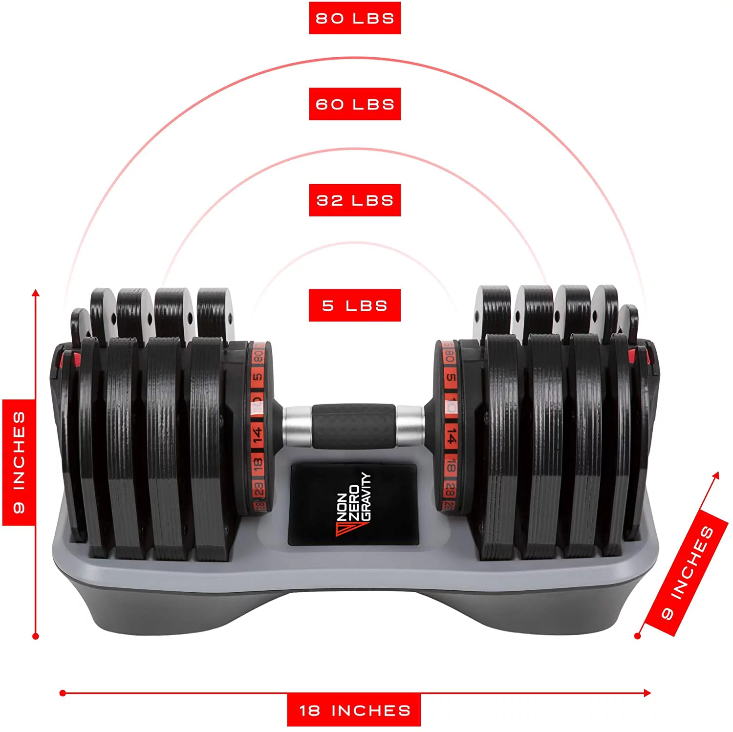 NZG PowerDyne 80lbs Adjustable Dumbbell Weight Set (Coal) - Womvr