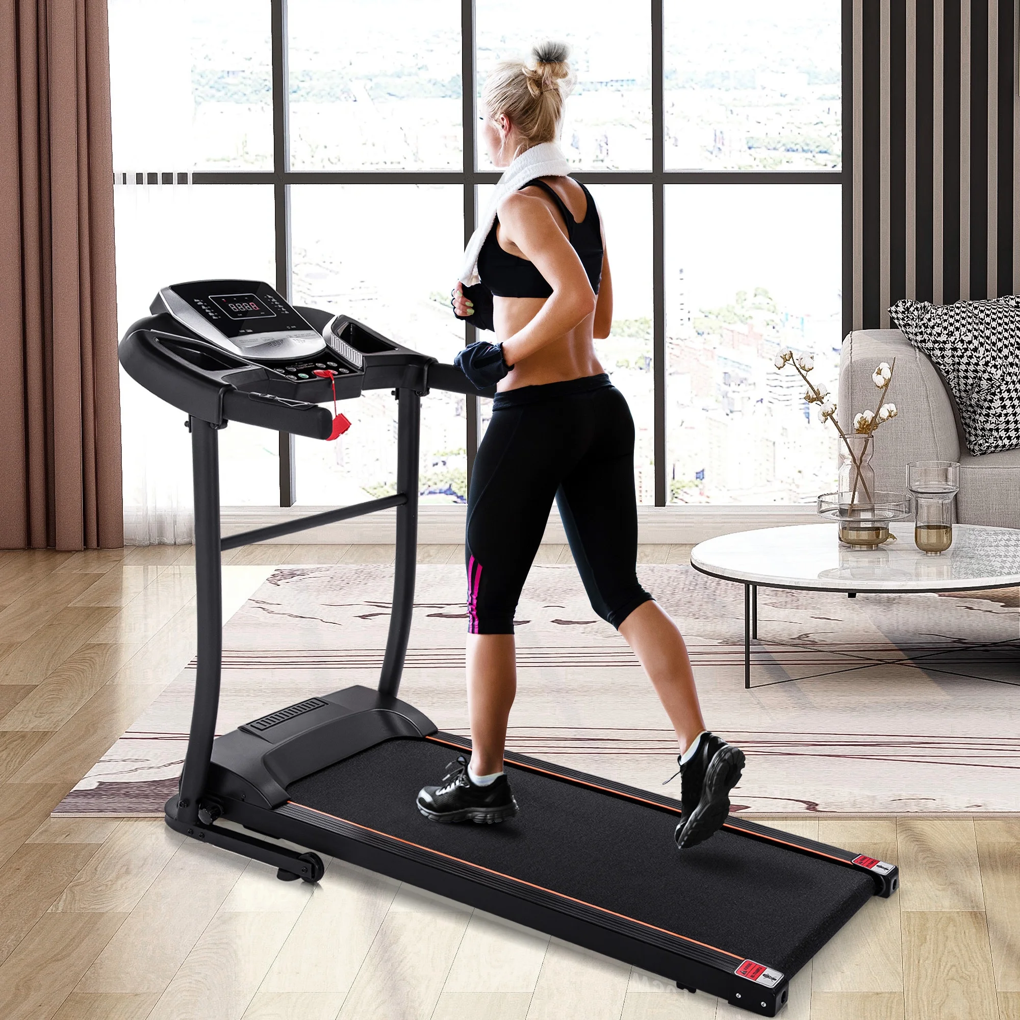 Euroco Folding Incline Treadmill 2.5HP Electric Running Machine 12 Preset Programs Treadmill with 3 Level Incline Walking Jogging Machine for Home Gym 500LBS Capacity - Womvr
