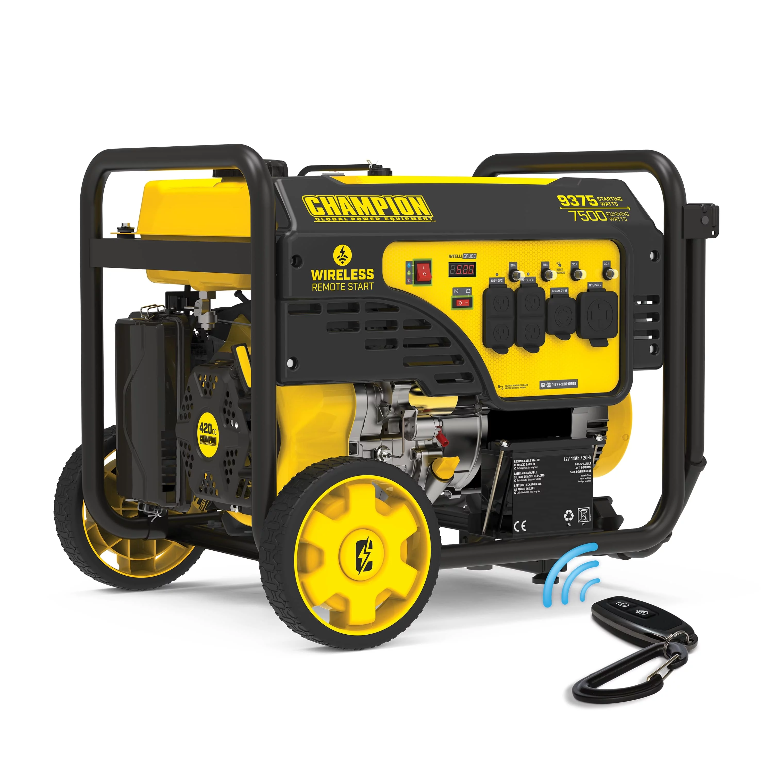 Champion Power Equipment 9375/7500 Watts Portable Generator with Wireless Remote Start - Womvr