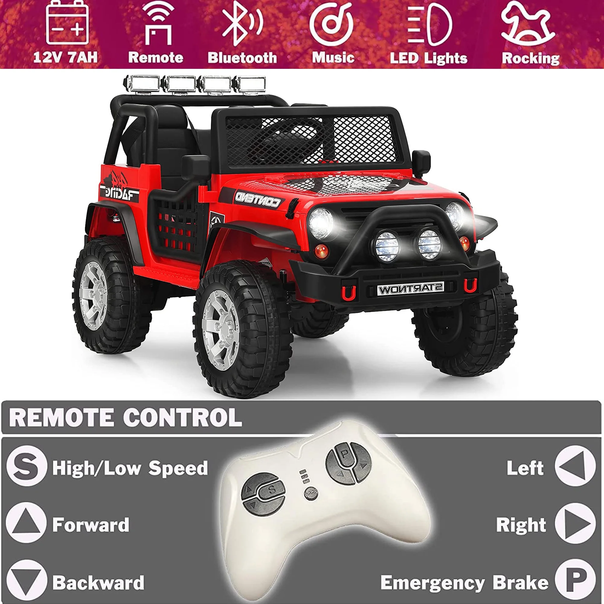 Inolait 12V Ride on Toy, Kids Ride on Truck Car 2 Seater with Remote - Womvr