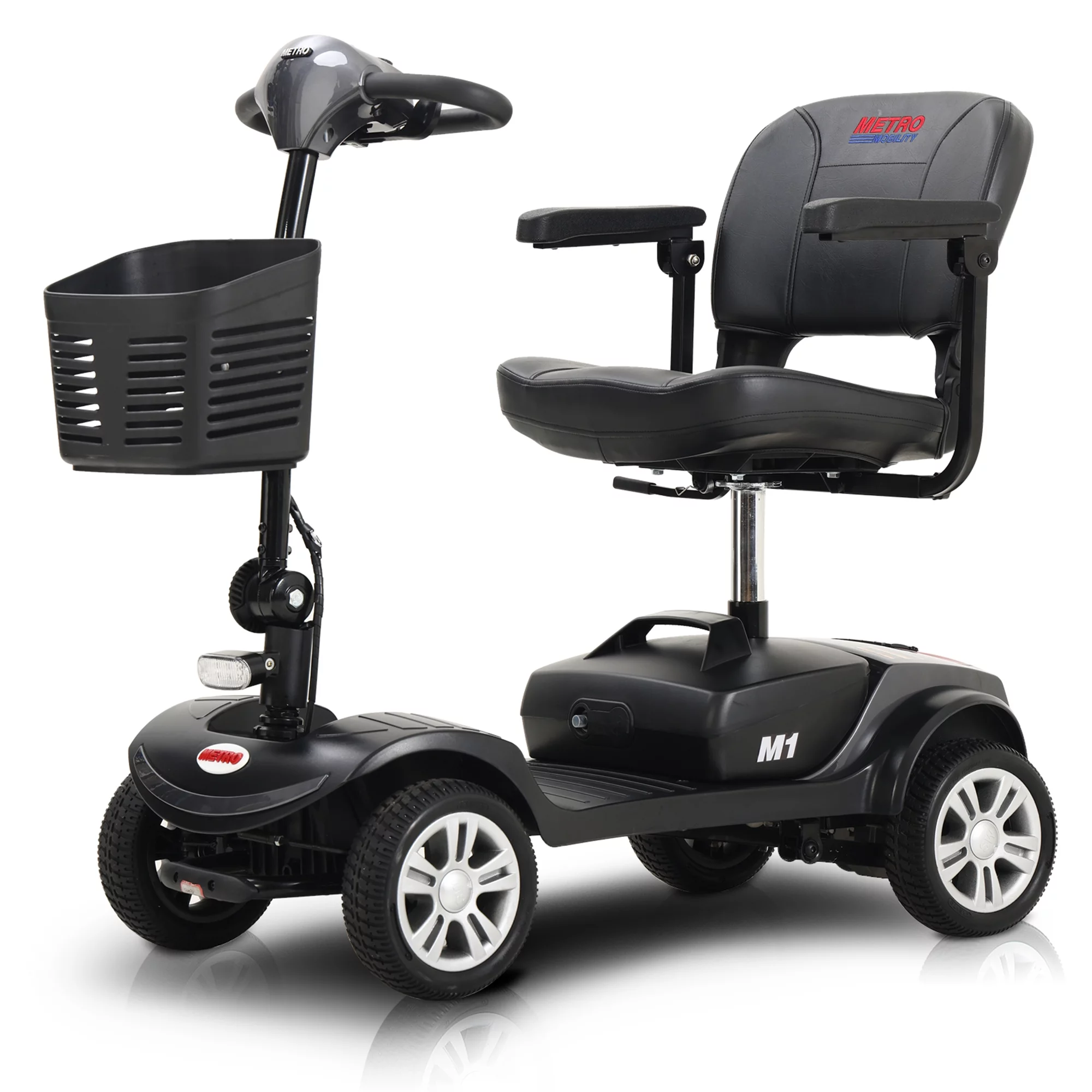 BTMWAY Mobility Scooter, 4 Wheels Electric Scooter for Seniors, Compact Folding Travel Mobility Scooters for Adult, Transformer Mobility Scooter with Swivel Seat, Front and Rear LED Light, Silver - Womvr