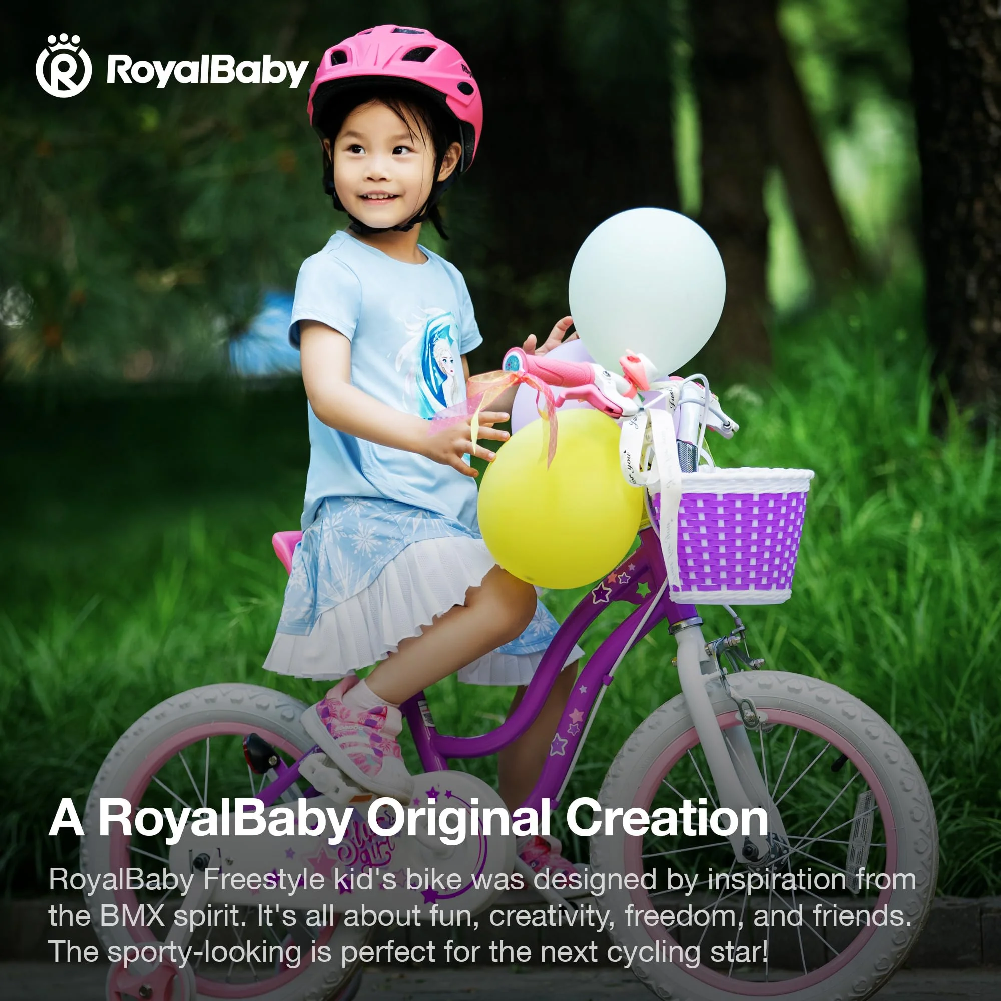 Royalbaby Girls Kids Bike Star girl 14 In Bicycle Basket Training Wheels Blue Child's Cycle - Womvr