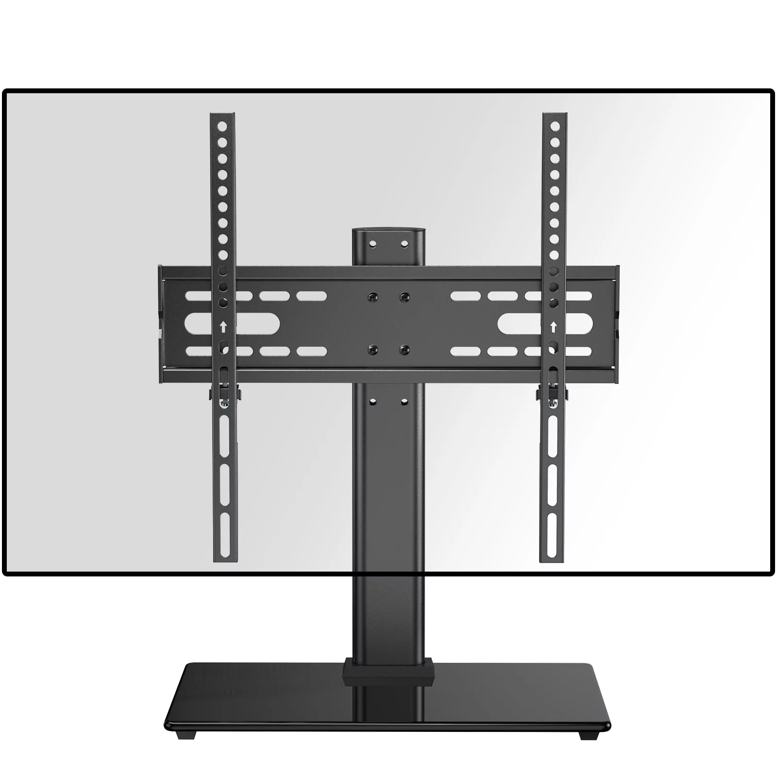 TV Stand Mount, Universal TV Stand Tabletop for 32-52 inch LCD LED TVs, Height Adjustable TV Base Stand with Tempered Glass Base Wire Management, Max 400x400mm - Womvr