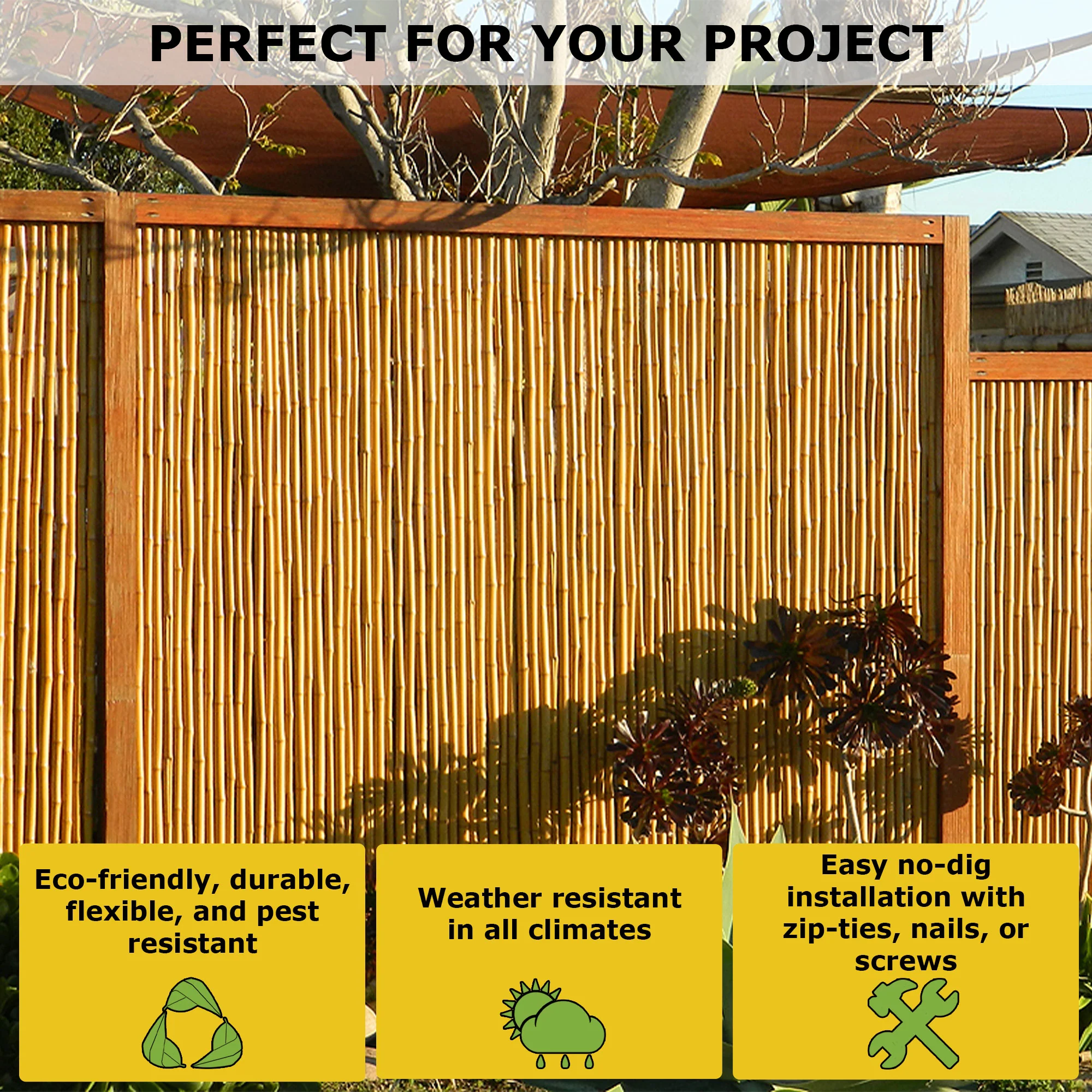 Backyard X-Scapes Natural Bamboo Fencing Garden Screen Rolled Fence Panel 3/4