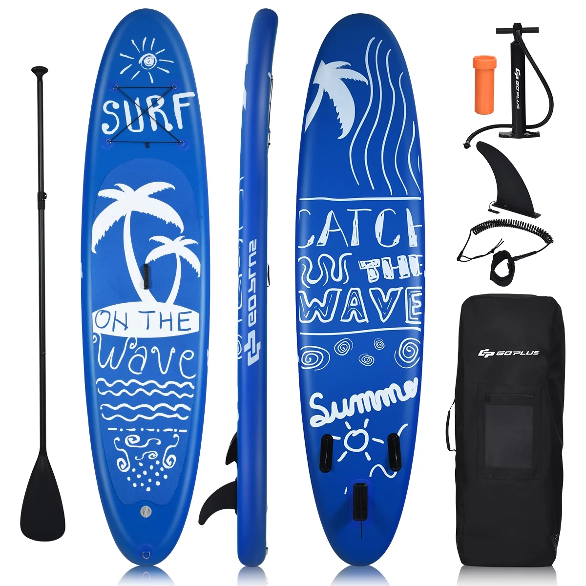 Goplus 11' Inflatable Stand Up Paddle Board W/Carry Bag Adjustable Paddle Adult Youth Navy - Womvr