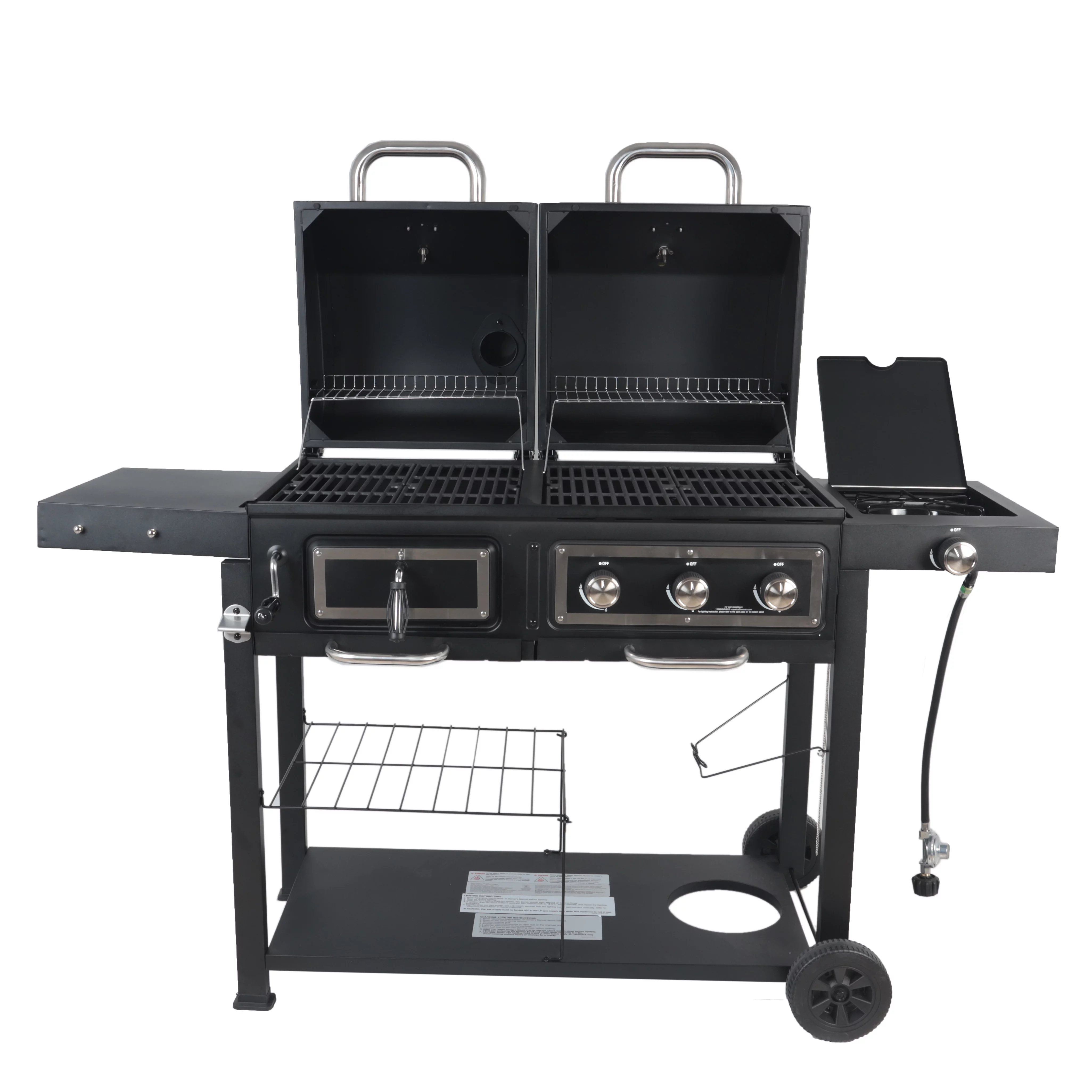 RevoAce Dual Fuel Gas & Charcoal Combo Grill, Black with Stainless - Womvr