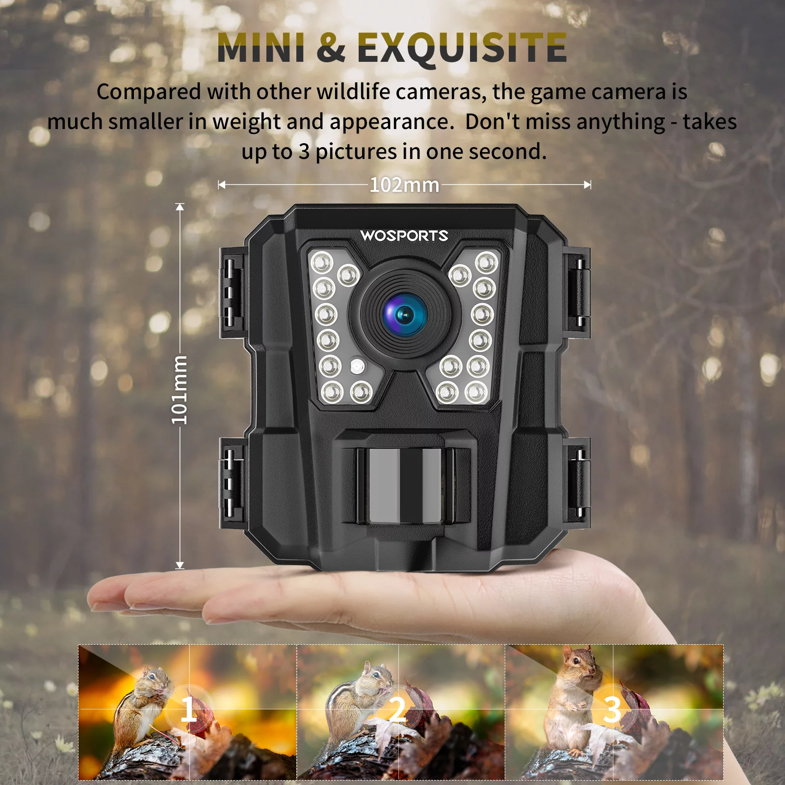 WOSPORTS Mini Trail Camera 24MP 1080P Waterproof Infrared Digital Hunting Game Camera - Womvr