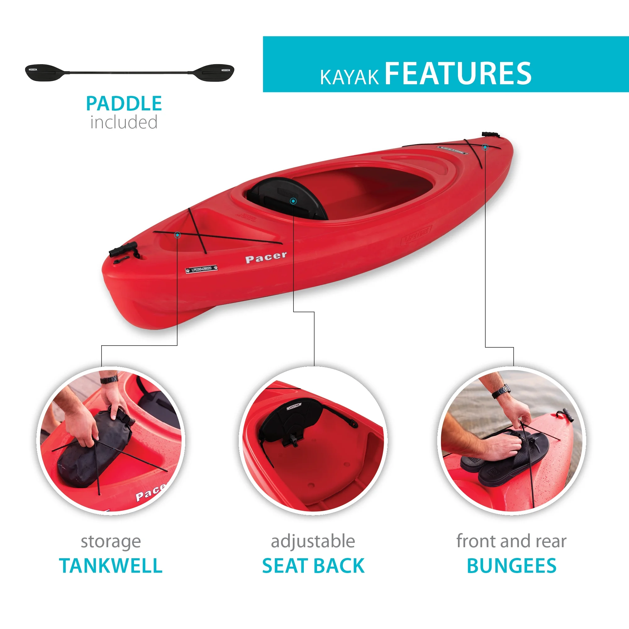 Lifetime Pacer 8 ft. Sit-Inside Kayak, Green (91032) - Womvr