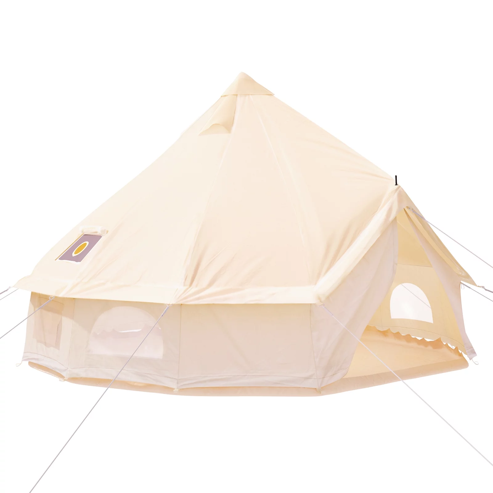 BENTISM 4-Season 8-10 People Large Waterproof Cotton Canvas Bell Tent With Stove for Camping Parties(5M Dia) - Womvr