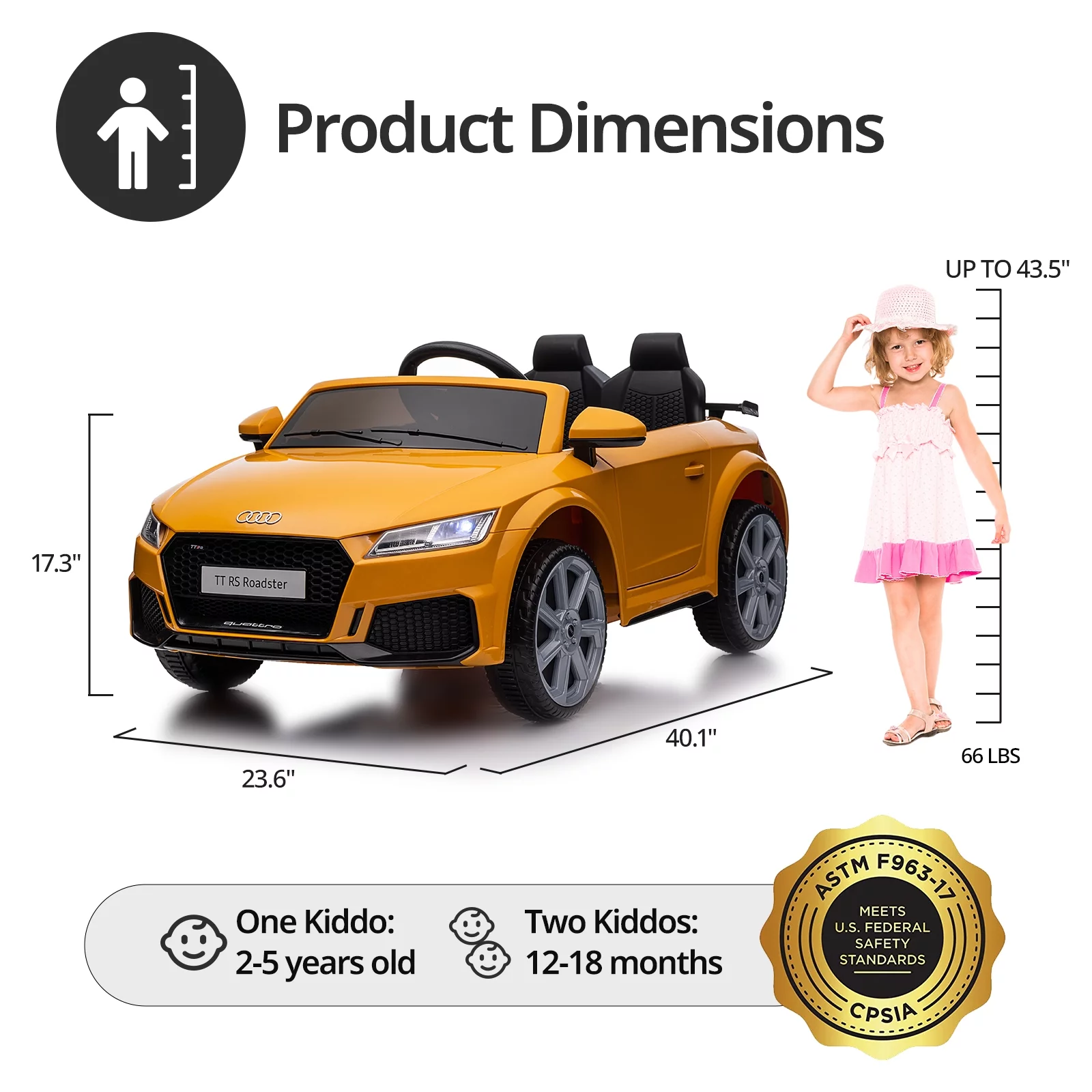 Hikiddo Electric Ride on Car for Kids, Licensed Audi 12V 7Ah Kids Ride-on Toy for Toddlers 2-5 Girl with Remote, Bluetooth - Pink - Womvr