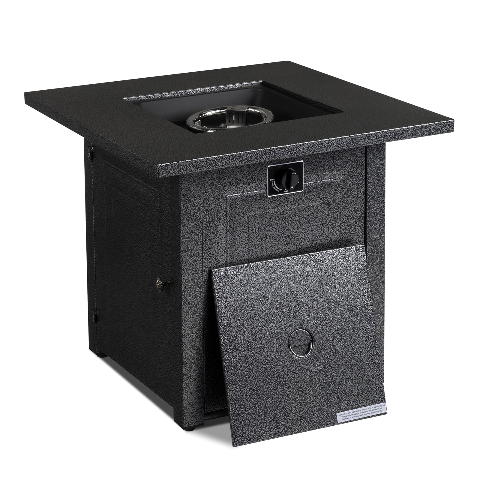 43.3 inch Gas Fire Pit Table, SYNGAR 2-in-1 50,000 BTU Propane Gas Fire Pit Table, Outdoor Propane Fire Pit with Glass Wind Guard, Blue Rocks and Lid, for Patio, Backyard, Garden, Poolside, D4620 - Womvr