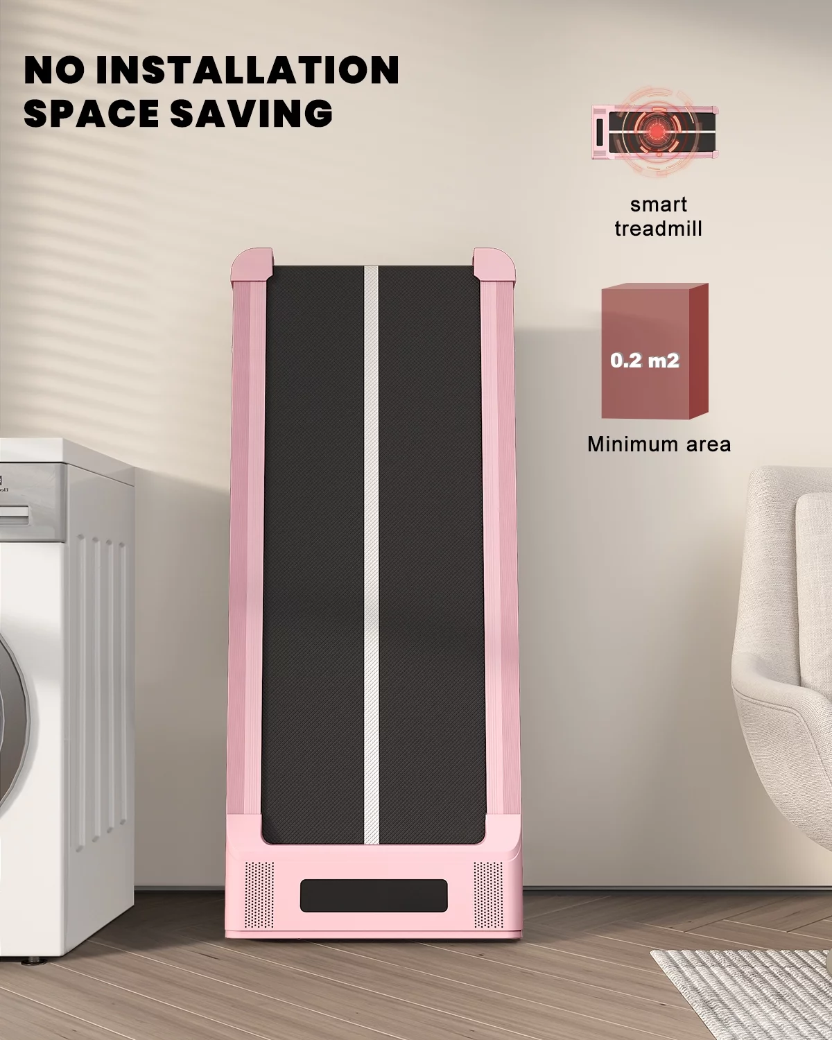 Home Fitness Code Foldable Treadmill with Bluetooth Speaker, 3HP Under Desk Treadmills for Home - Womvr