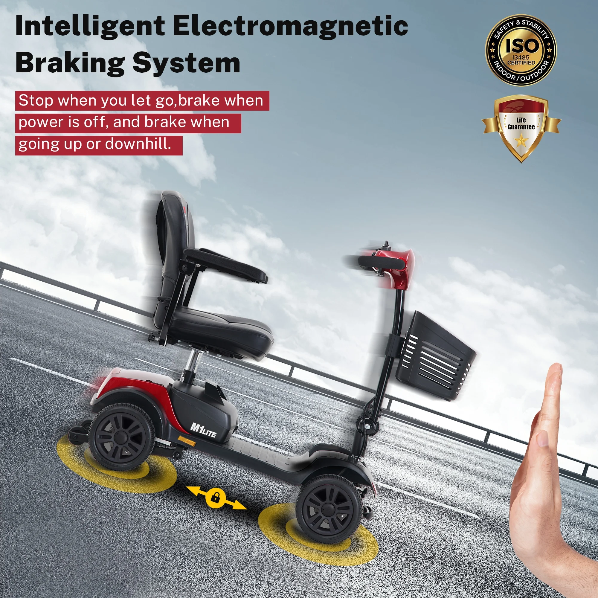 Segmart Mobility Scooter for Seniors, 4 Wheels Compact Heavy Duty Electric Mobile Scooter, Range 13 Mile, Max Speed 5 MPH, 265LBS, Red - Womvr