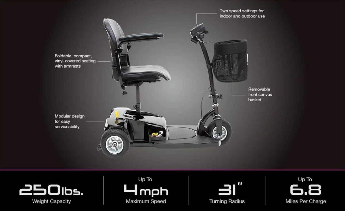 Go-Go ES2 3-Wheeled Scooter by Pride Mobility with Extended Warranty - Womvr