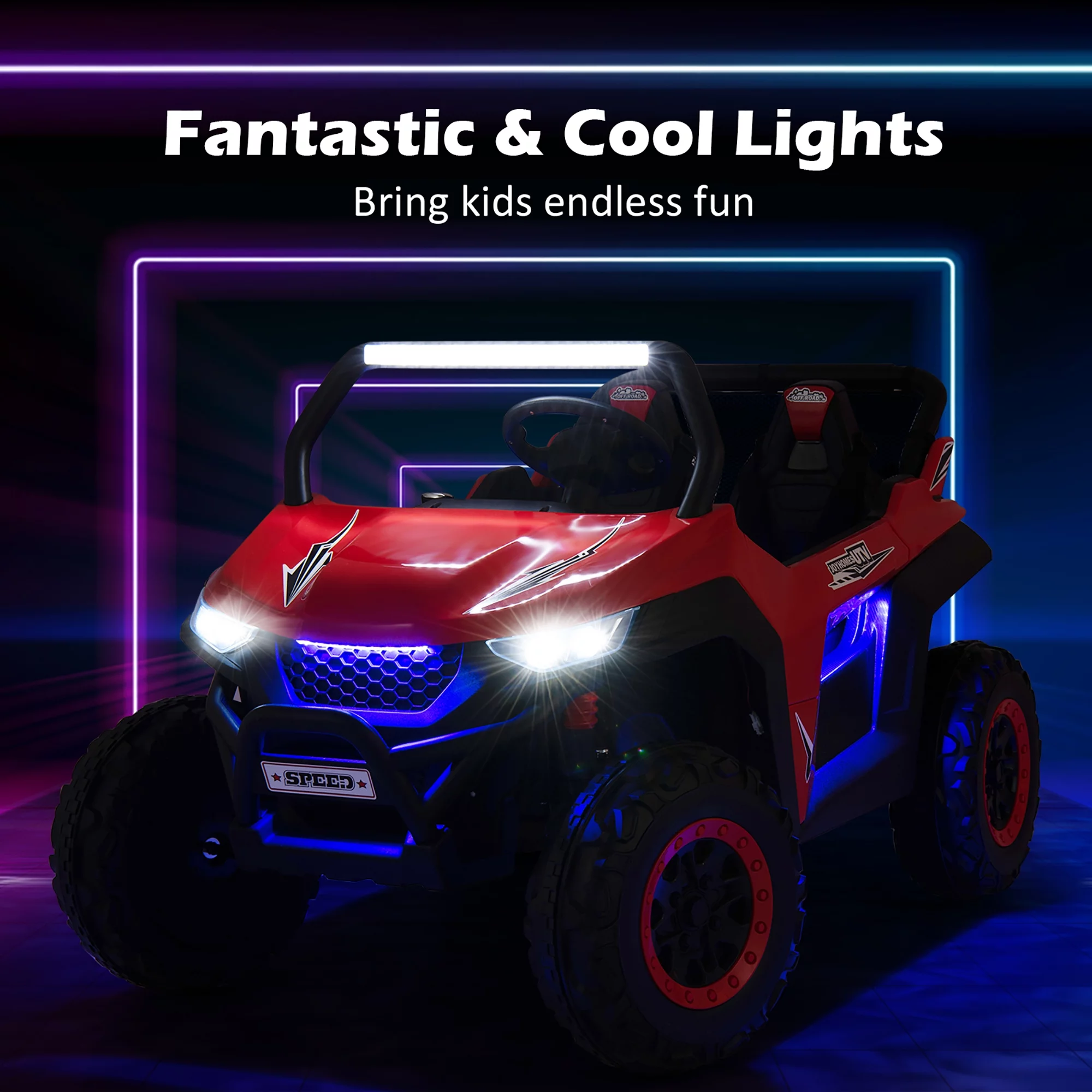 Costway 12V 2-Seater Kids Ride On UTV RC Electric Vehicle Suspension w/ Lights & Music Pink - Womvr