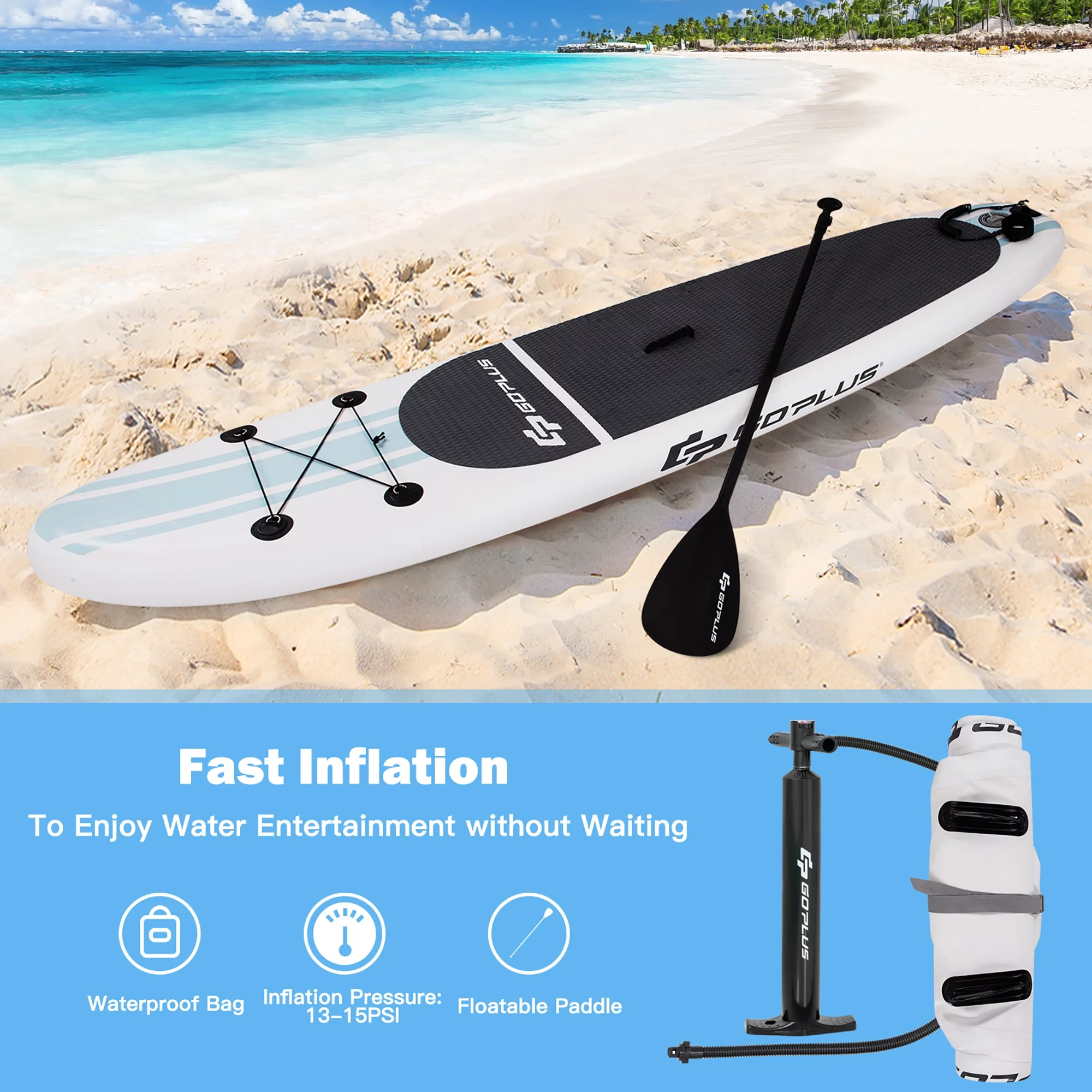 Goplus 10' Inflatable Stand Up Paddle Board SUP W/Paddle Pump Waterproof Bag - Womvr