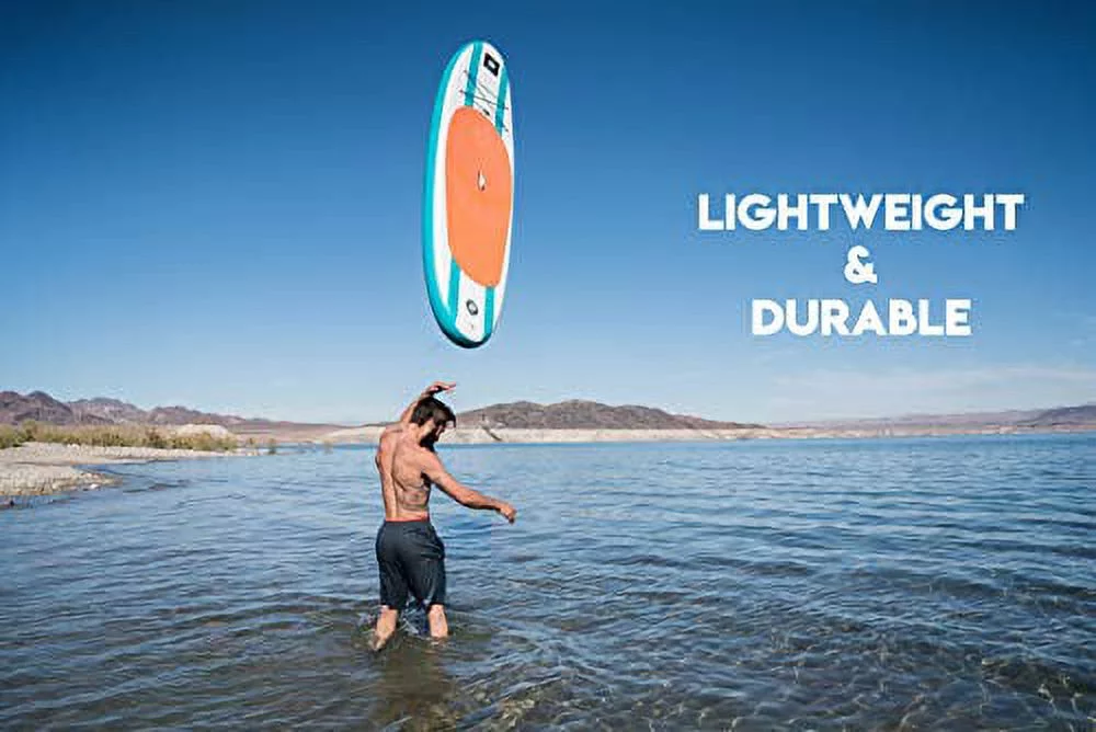 Roc Inflatable Stand Up Paddle Board with Premium sup Accessories & Backpack, Non-Slip Deck, Waterproof Bag, Leash, Paddle and Hand Pump. (Aqua) - Womvr