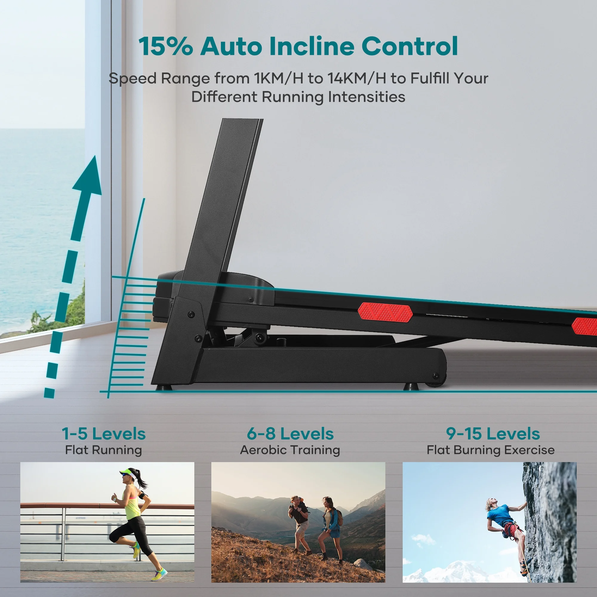 Treadmill with Auto Incline Bluetooth Voice Control  17