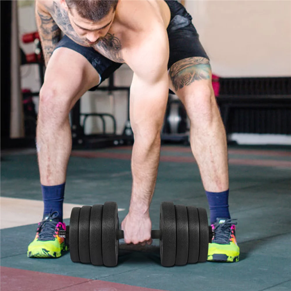 Yaheetech 66LB Adjustable Dumbbell Weight Set Home Training Dumbbell Pair Lifting Black - Womvr