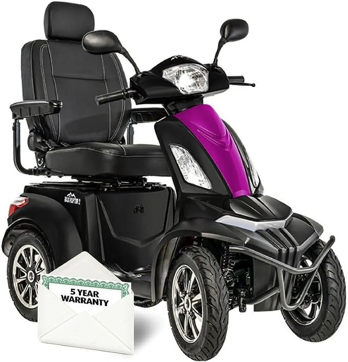 Pride Mobility Baja Raptor 2 4-Wheel Recreational Scooter with Extended Warr (Matte Black with Pink Insert) - Womvr