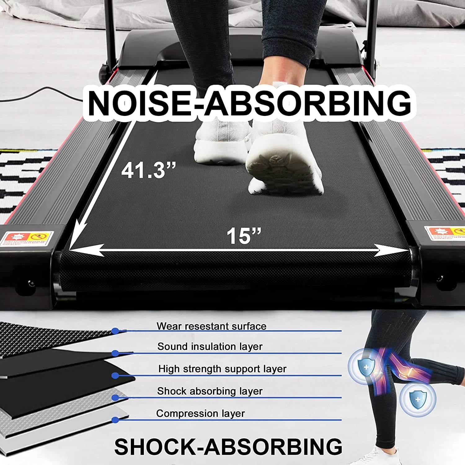 2.5HP Folding Incline Treadmill with 12 Preset Programs Bluetooth Electric Walking Treadmill Machine For Home - Womvr