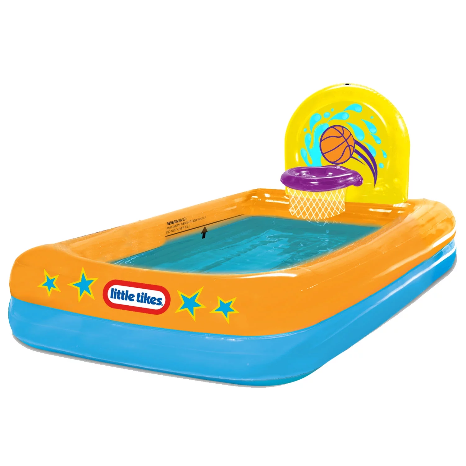 Little Tikes Splash Dunk Sprinkler Pool, Inflatable Pool with Basketball Hoop and Ball for Kids Ages 3-6 - Womvr