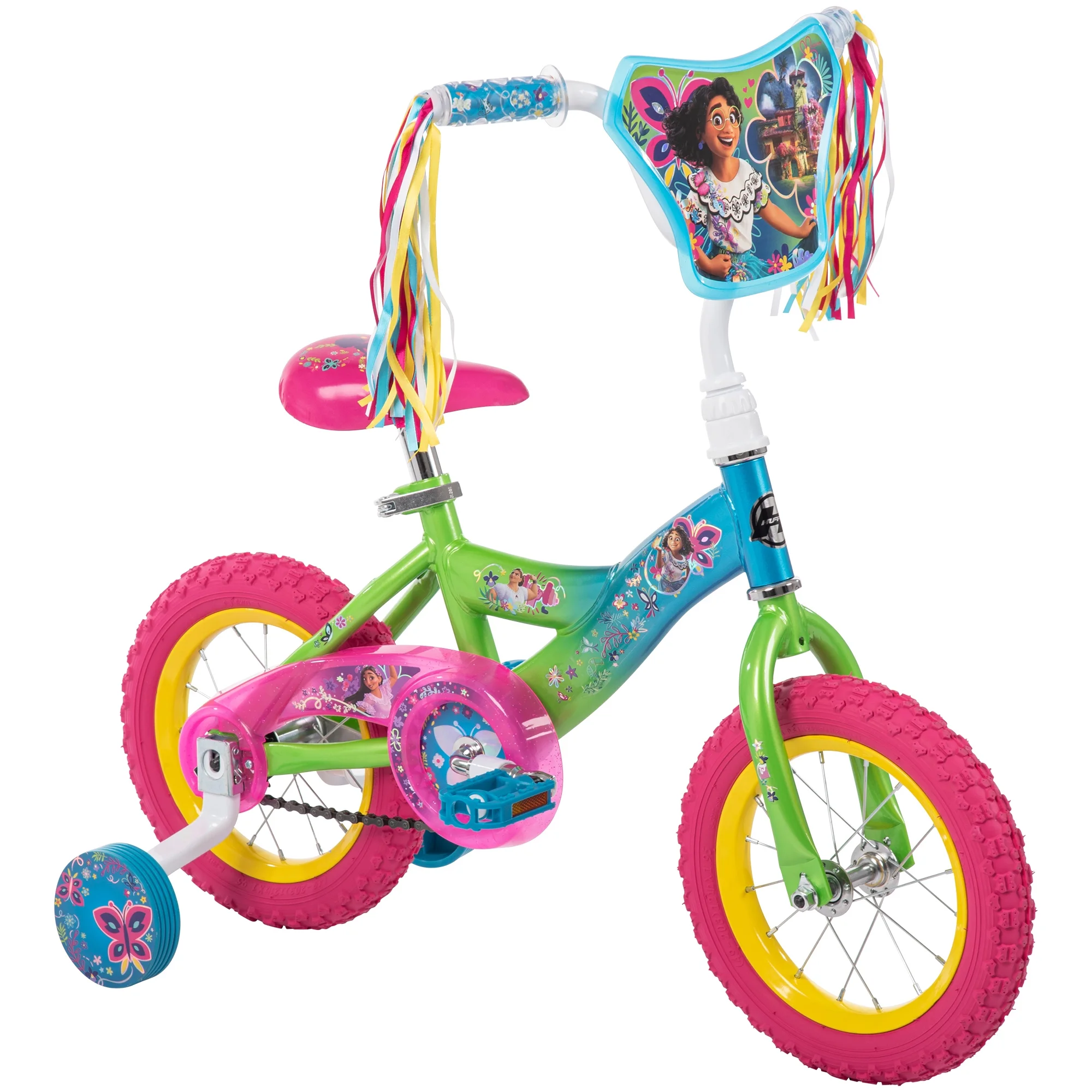 Disney Encanto 12-inch Bike for Girls, Ages 3+ Years, Pink/Green/Blue, by Huffy - Womvr