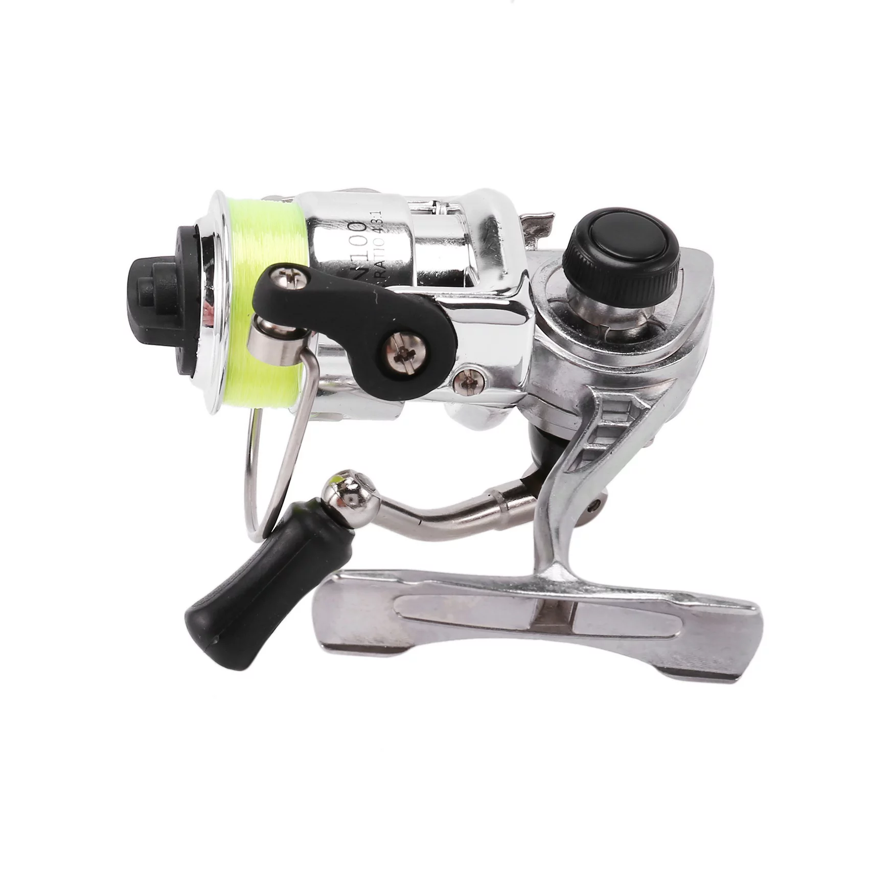 2X Mini 100 Pocket Spinning Fishing Reel Fishing Tackle Small Spinning Reel 4.3:1 Metal Wheel Small Reel - Womvr