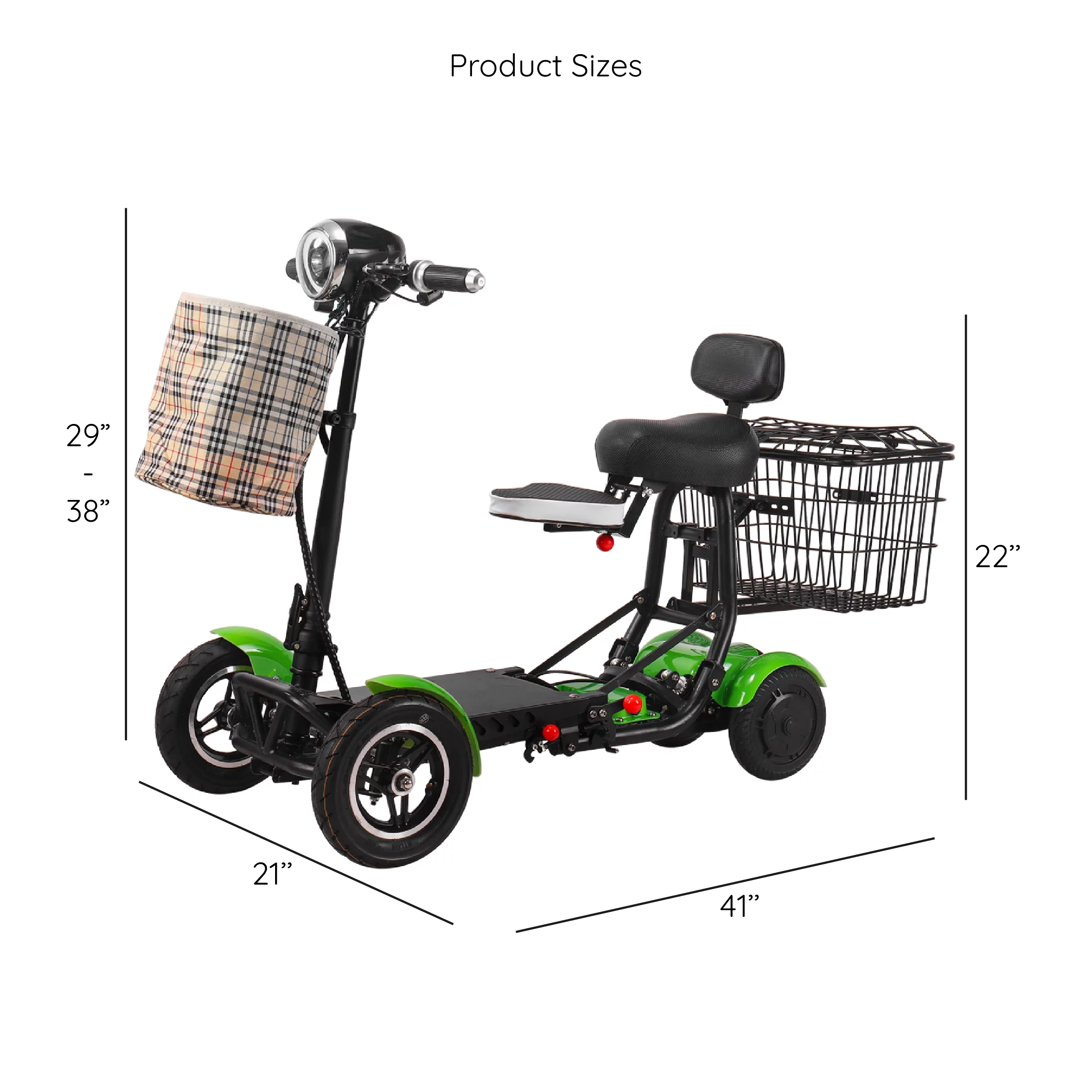 Smart Lightweight Electric Power Scooter, 4 Wheels Foldable Double Seats - Womvr