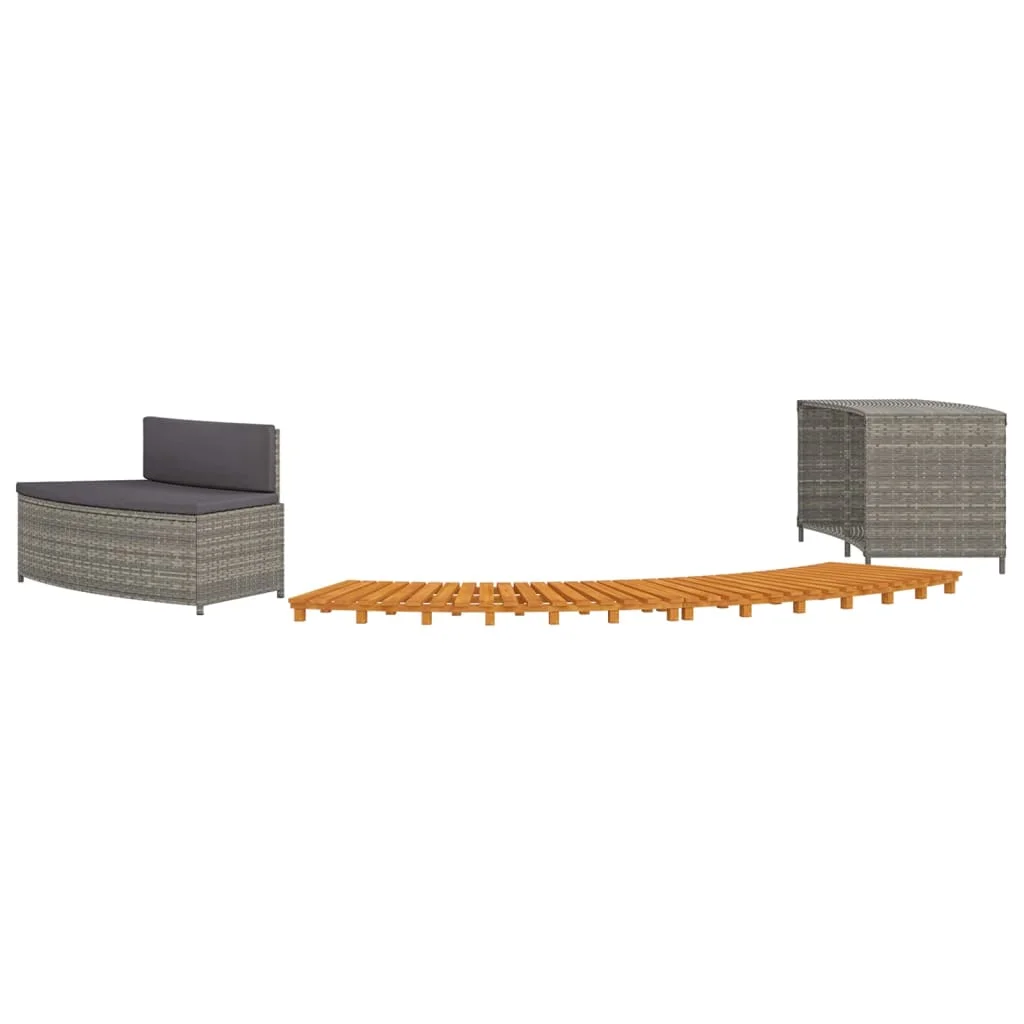 Irfora Spa Surround Gray Poly Rattan and Solid Wood Acacia - Womvr