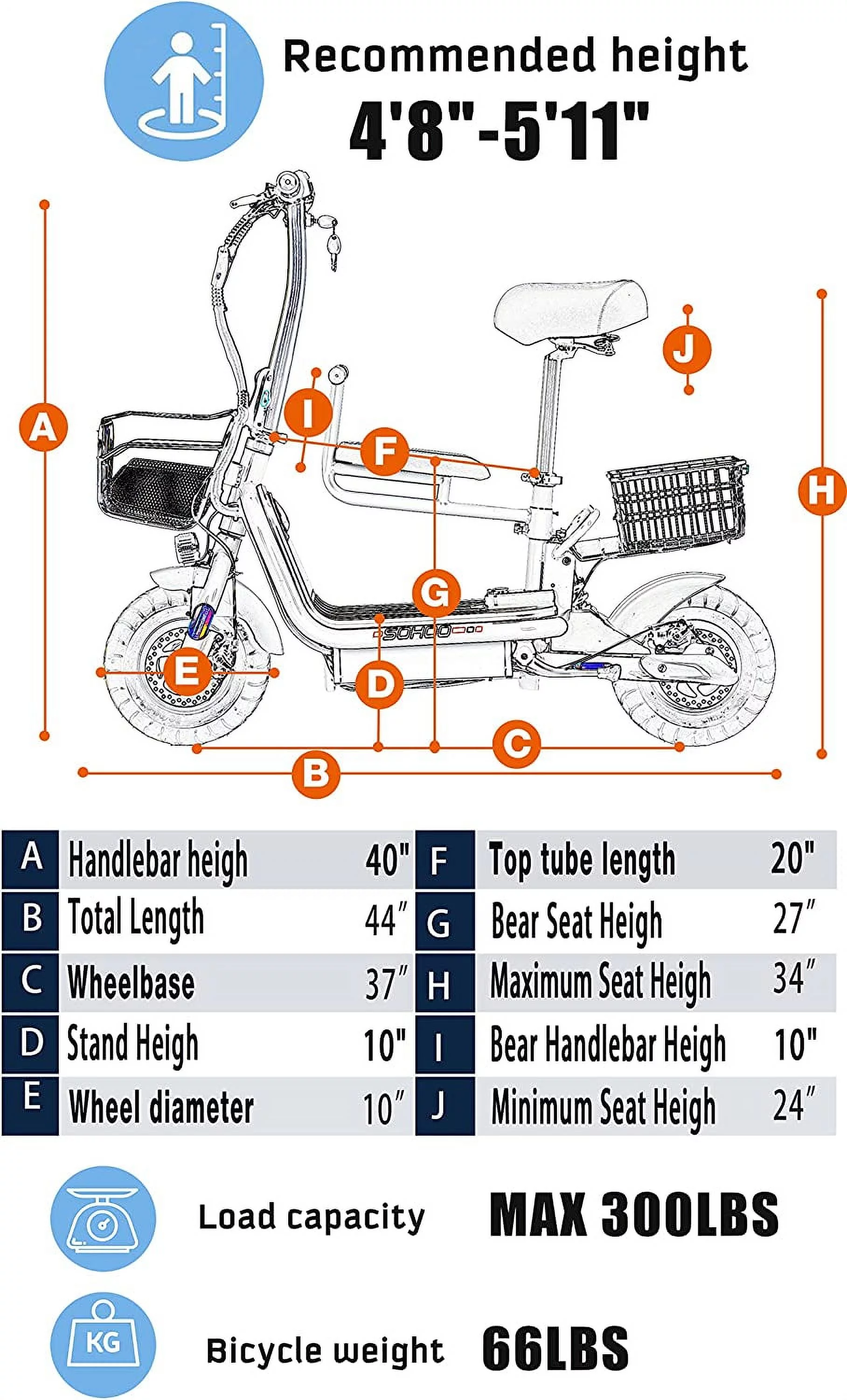 Sohoo 48V 500W 12AH Folding Electric Scooters E-Scooter 10