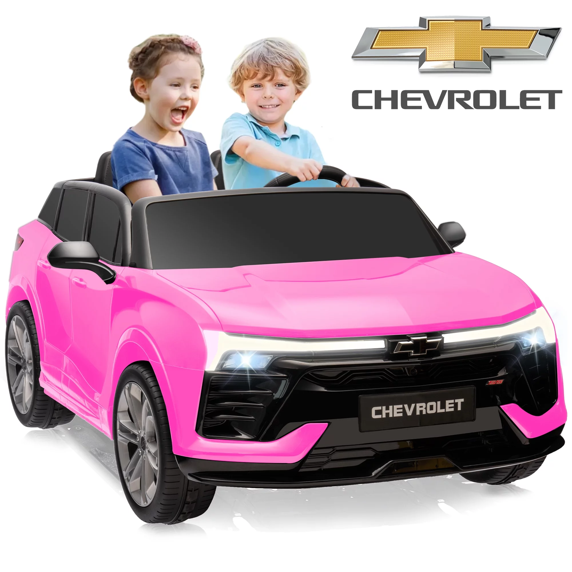 24V Kids Ride on Car, Licensed Chevrolet Blazer EV SS 2 Seater Ride on Toy Truck with Remote, Electric Cars for Kids Boys Girls, LED Lights,MP3 Music, Bluetooth Black - Womvr