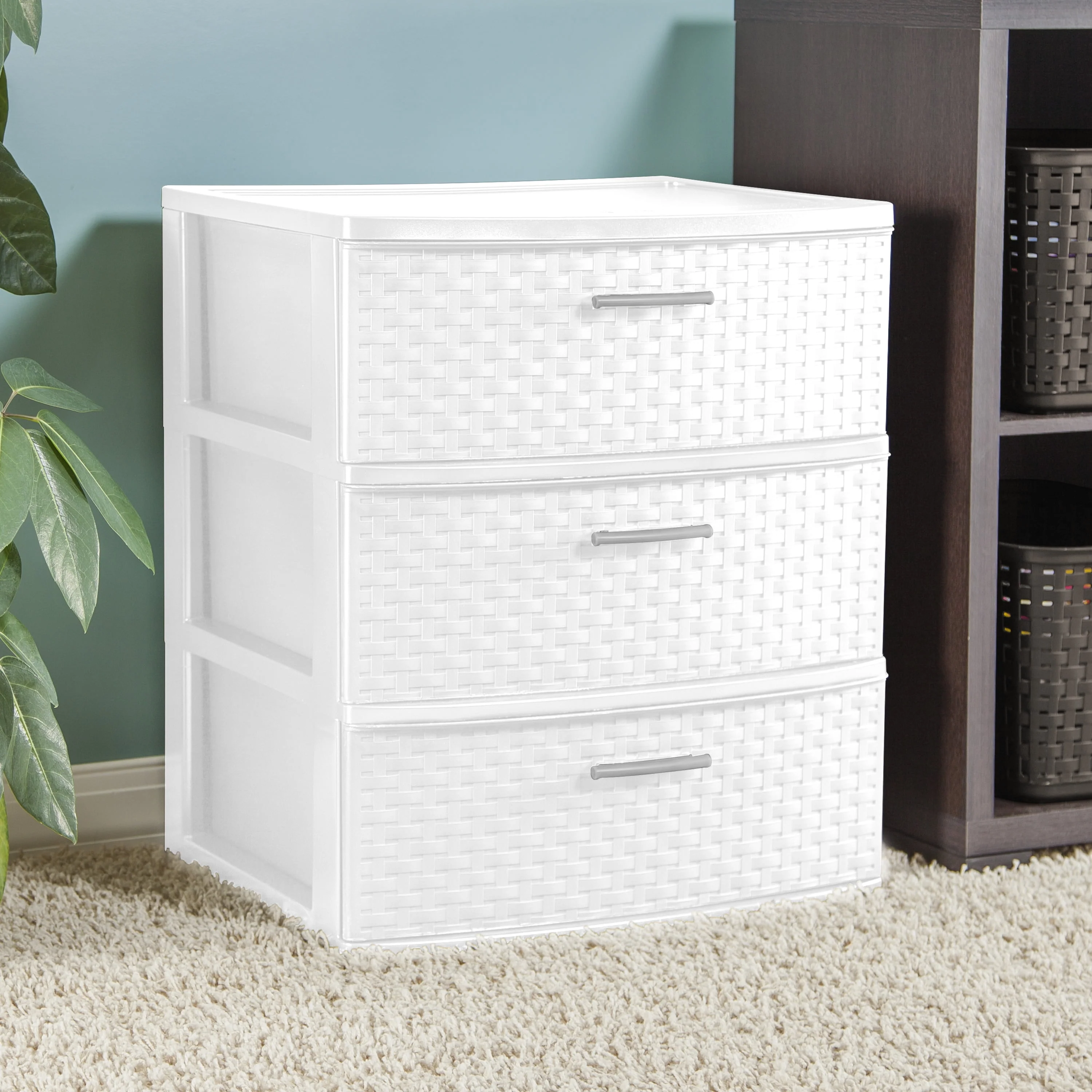 Sterilite 3 Drawer Wide Weave Tower White - Womvr