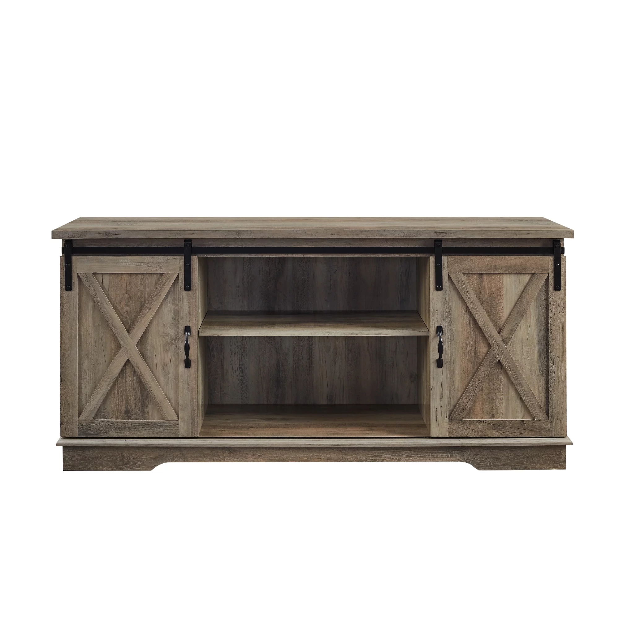 Woven Paths Farmhouse Sliding Barn Door TV Stand for TVs up to 65
