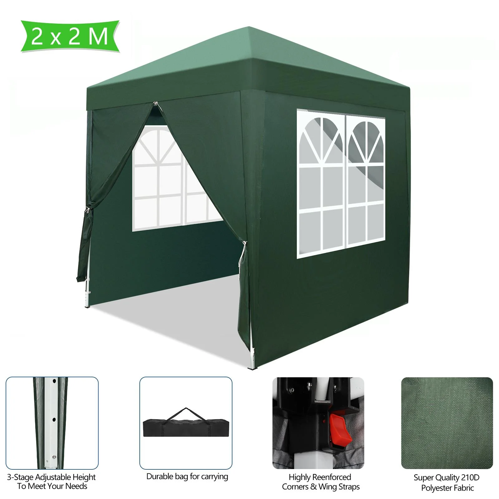 Winado  6.5 x 6.5ft Ez Pop Up Gazebo Canopy Tent for Outdoor Waterproof Party Wedding 4 Sidewalls Green - Womvr