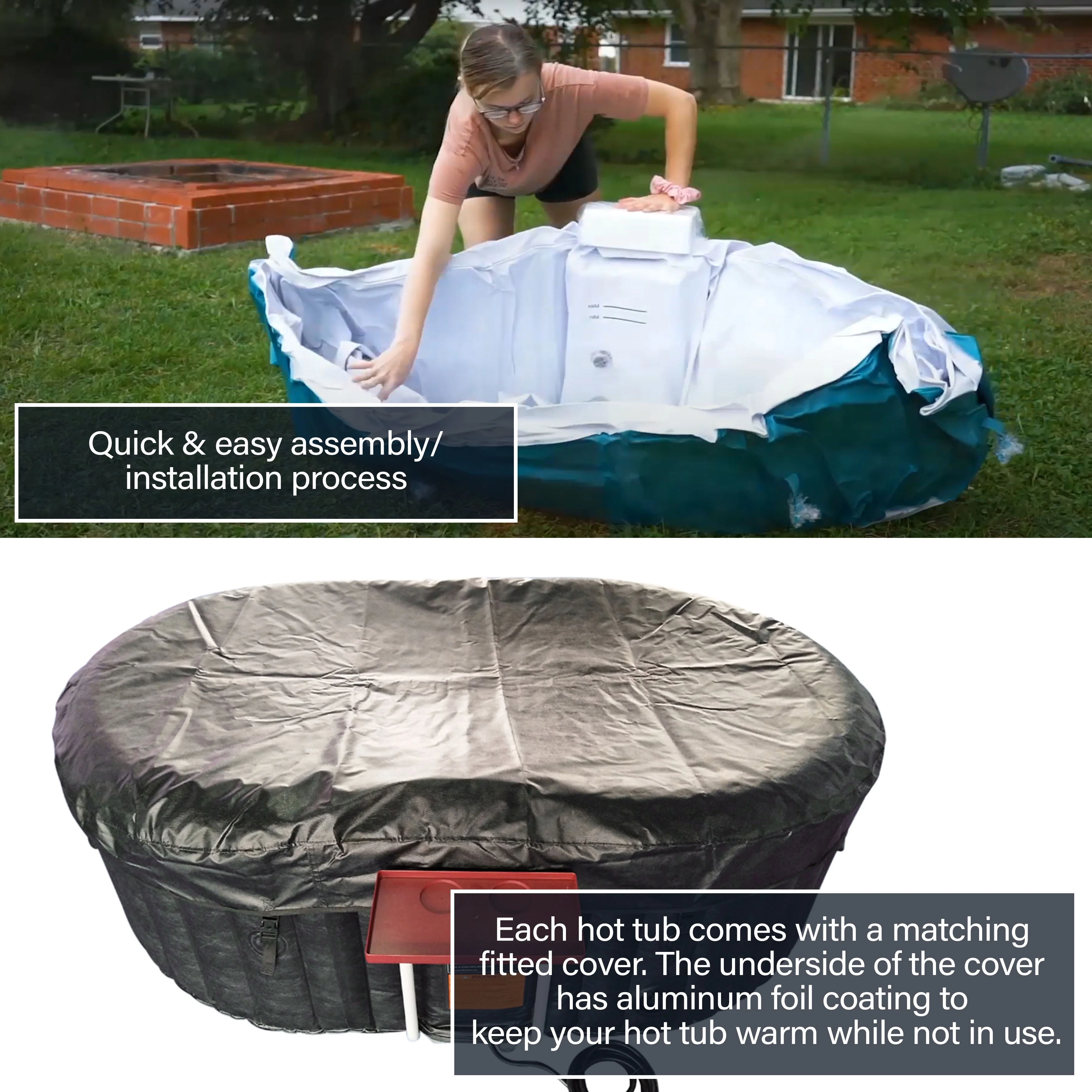 ALEKO 145 Gallon 2 Person Brown Oval Inflatable Jetted Hot Tub with Cover - Womvr