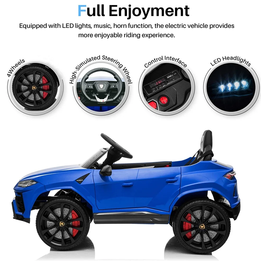 Lamborghini Urus 12V Electric Powered Ride on Car Toys for Girls Boys, Black Kids Electric Vehicles Ride on Toys with Remote Control, Foot Pedal, MP3 Player and LED Headlights, CL61 - Womvr