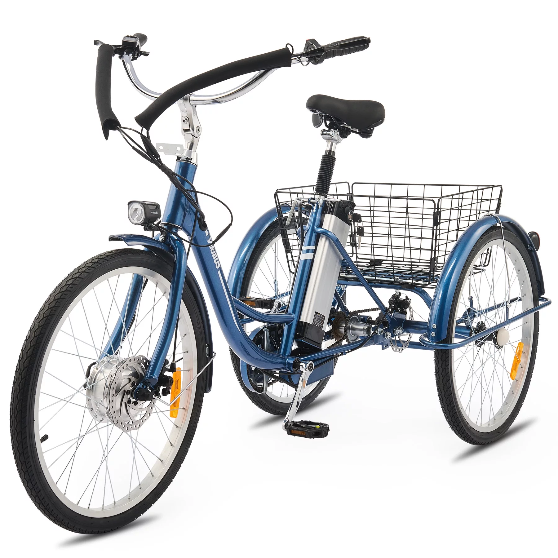 VIRIBUS 24 Inch Adult Trike 350W Dual Chain Electric Tricycle 36V 10Ah Navy - Womvr