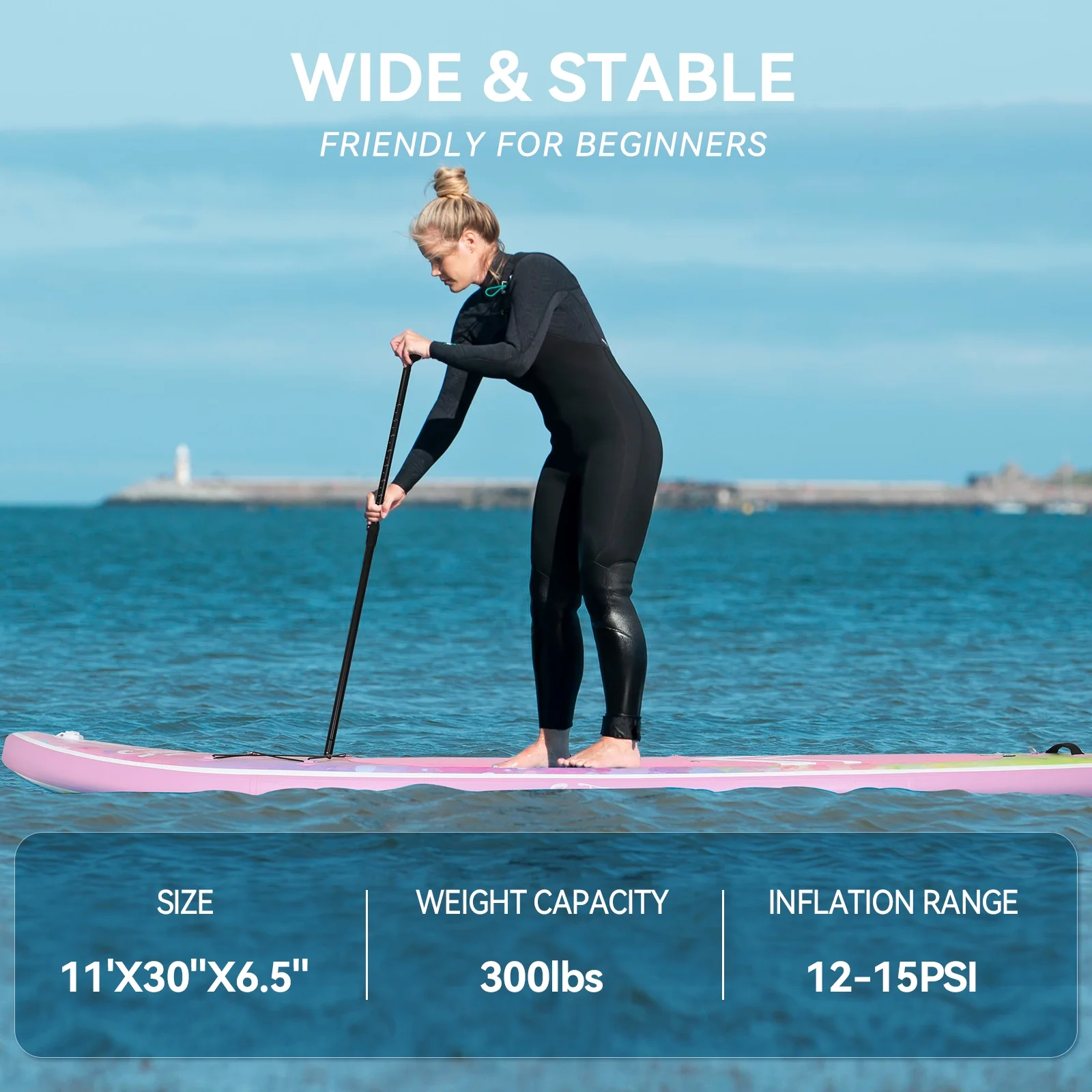 ELECWISH Inflatable Kayak Paddle Board and Kayak Seat Set,11 FT Deck SUP Paddle Board with SUP Accessories & Backpack for Fishing, Pink Gradient - Womvr