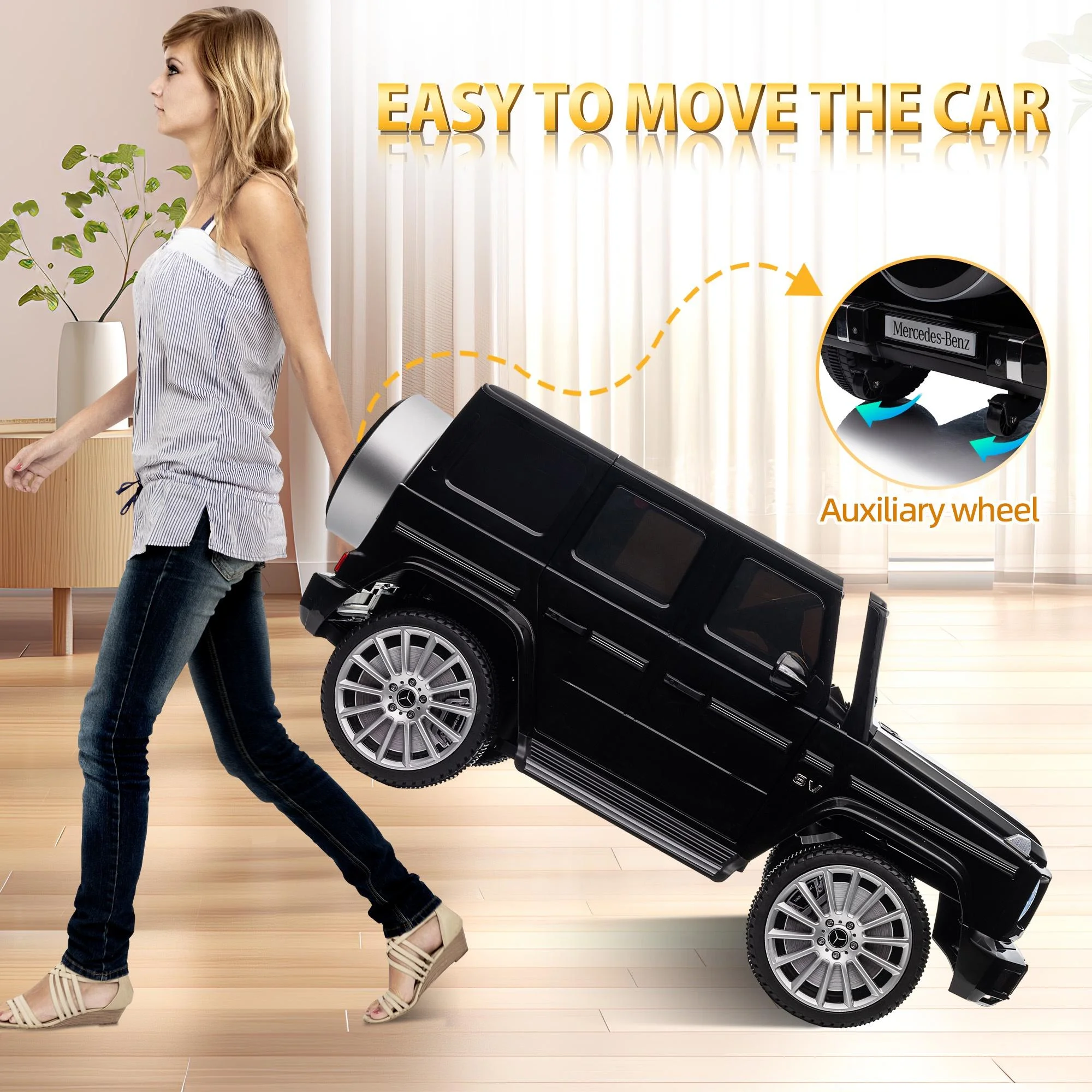 24V Ride on Car with Remote Control for Kids Mercedes Benz Ride on Car Toy for Boys and Girls 3-6 Years Old, Electric Vehicle, Bluetooth, LED Light, White - Womvr