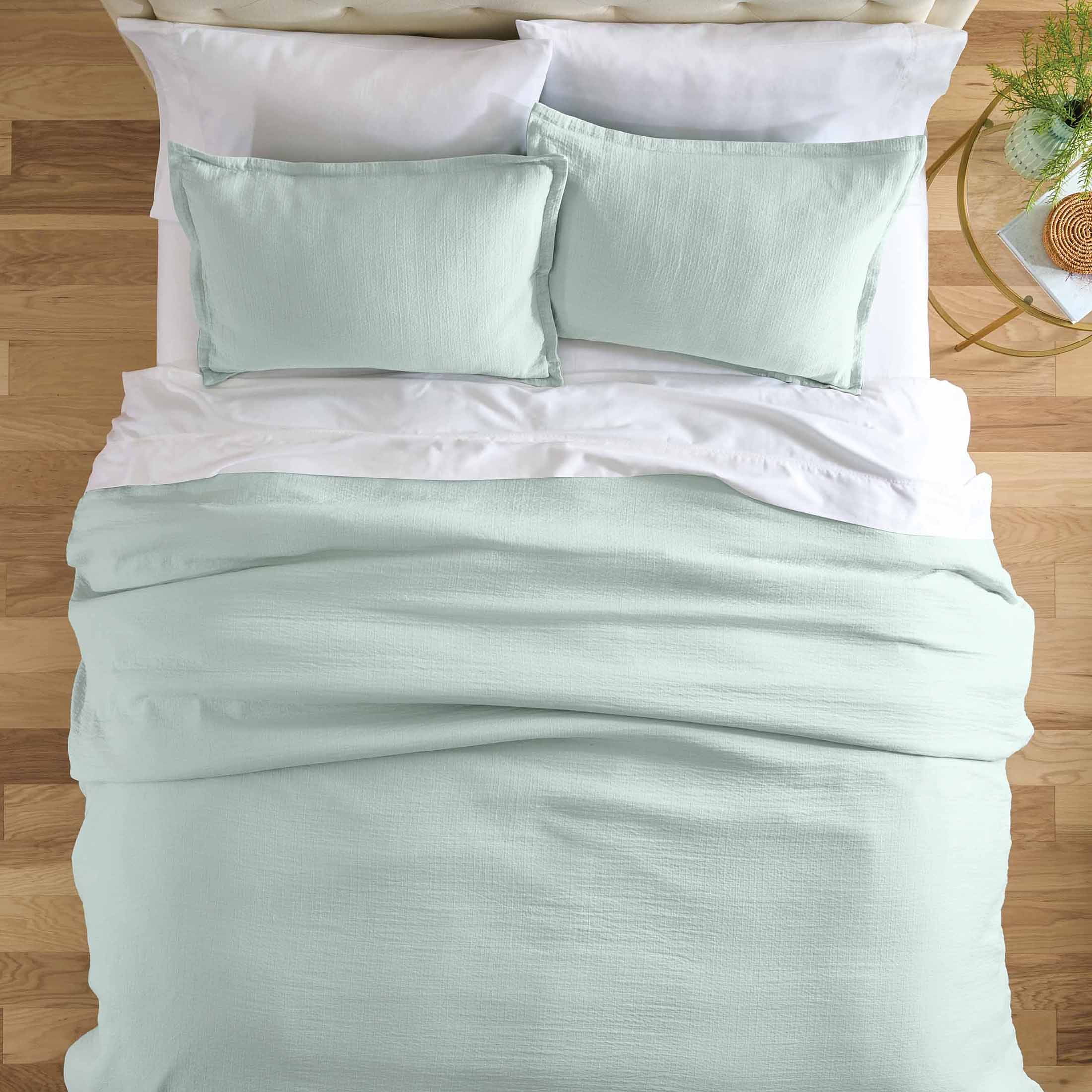 Better Homes & Gardens 3-Piece Sage Green Crinkled Gauze Duvet Set, Adult Full/Queen - Womvr