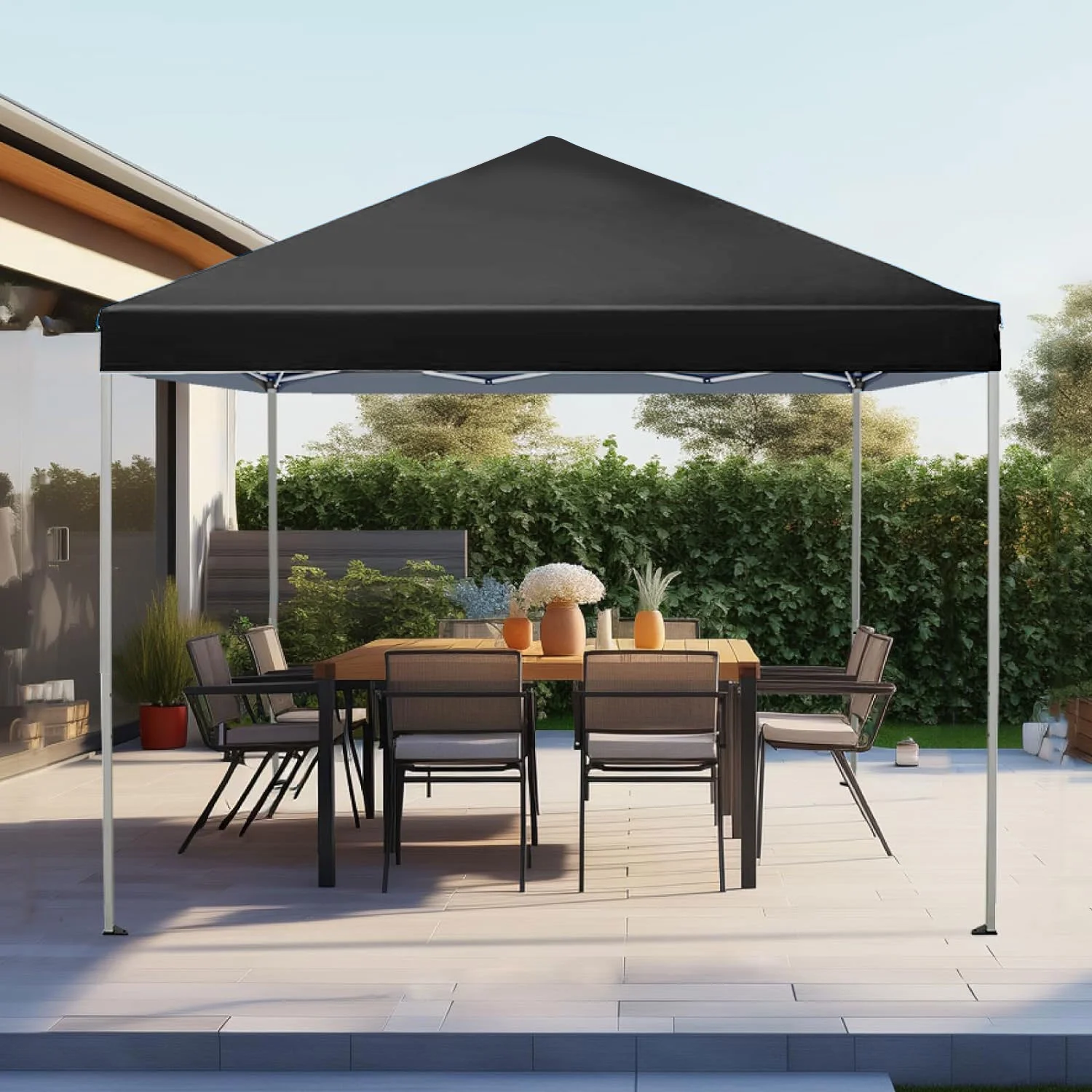 GVDV Canopy Tent, 10x10 ft Easy Pop up Outdoor Canopy Tent, Portable Straight Leg Gazebo Instant Canopy, Blue - Womvr