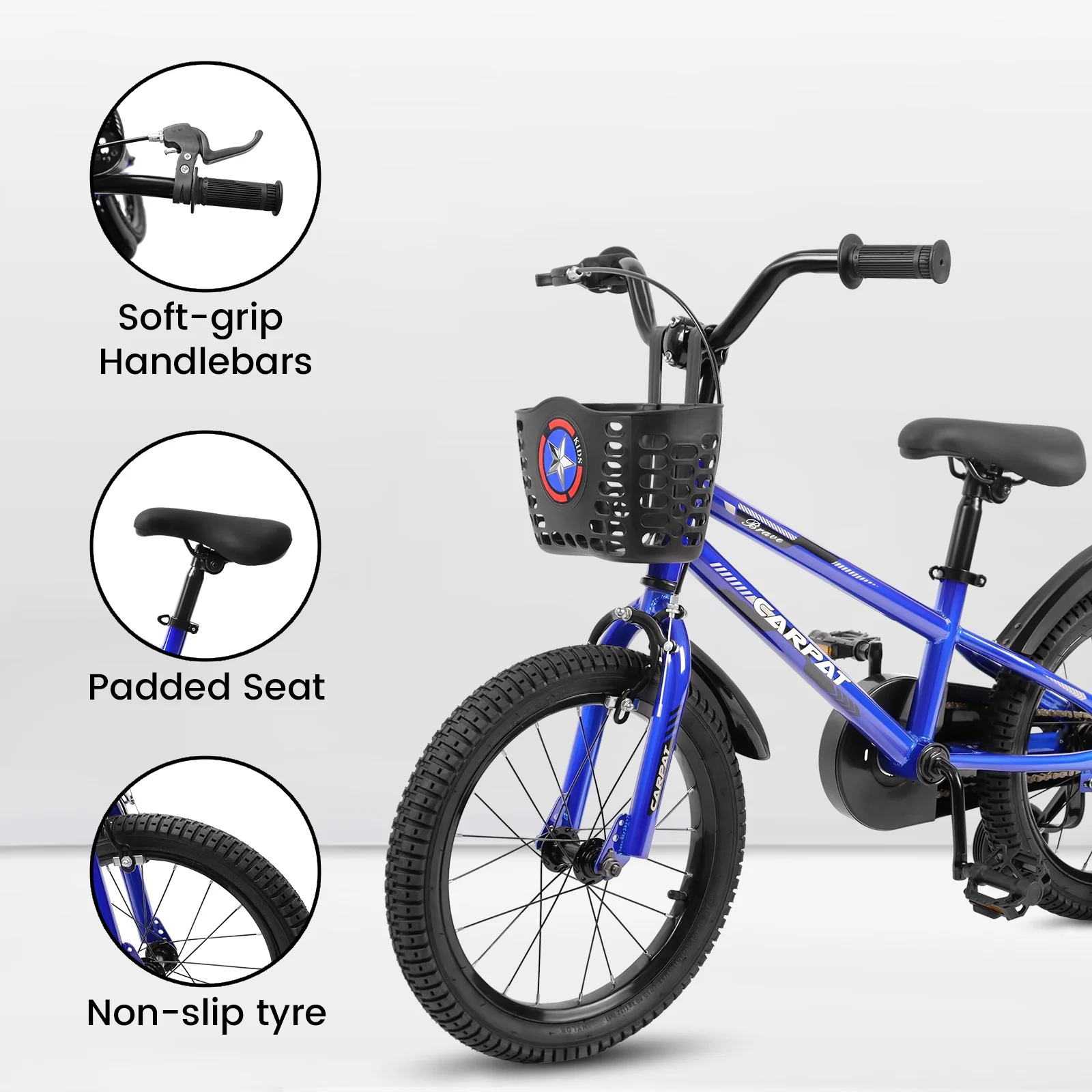 14 Inch Kids Bike for Boys, Kids Bike With Training Wheels and Basket, White - Womvr