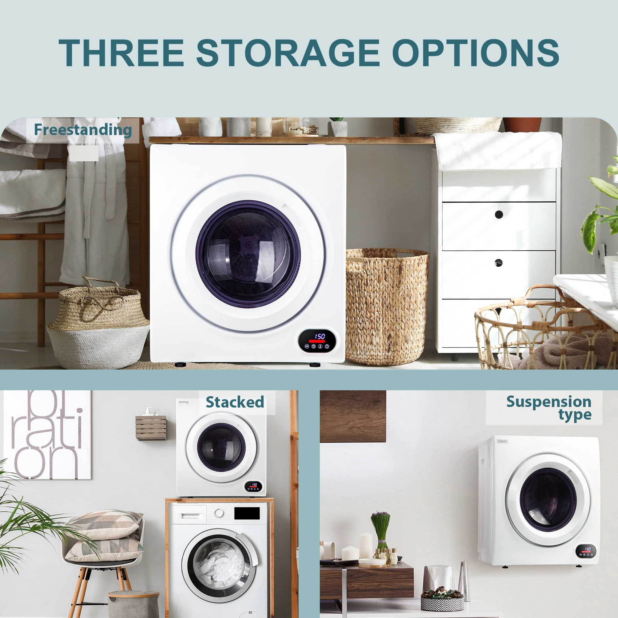 Simzlife 1.6 Cu. ft. Portable Clothes Dryer, Electric Laundry Dryer Machine, 19.5 in W, 23.6 in H - Womvr