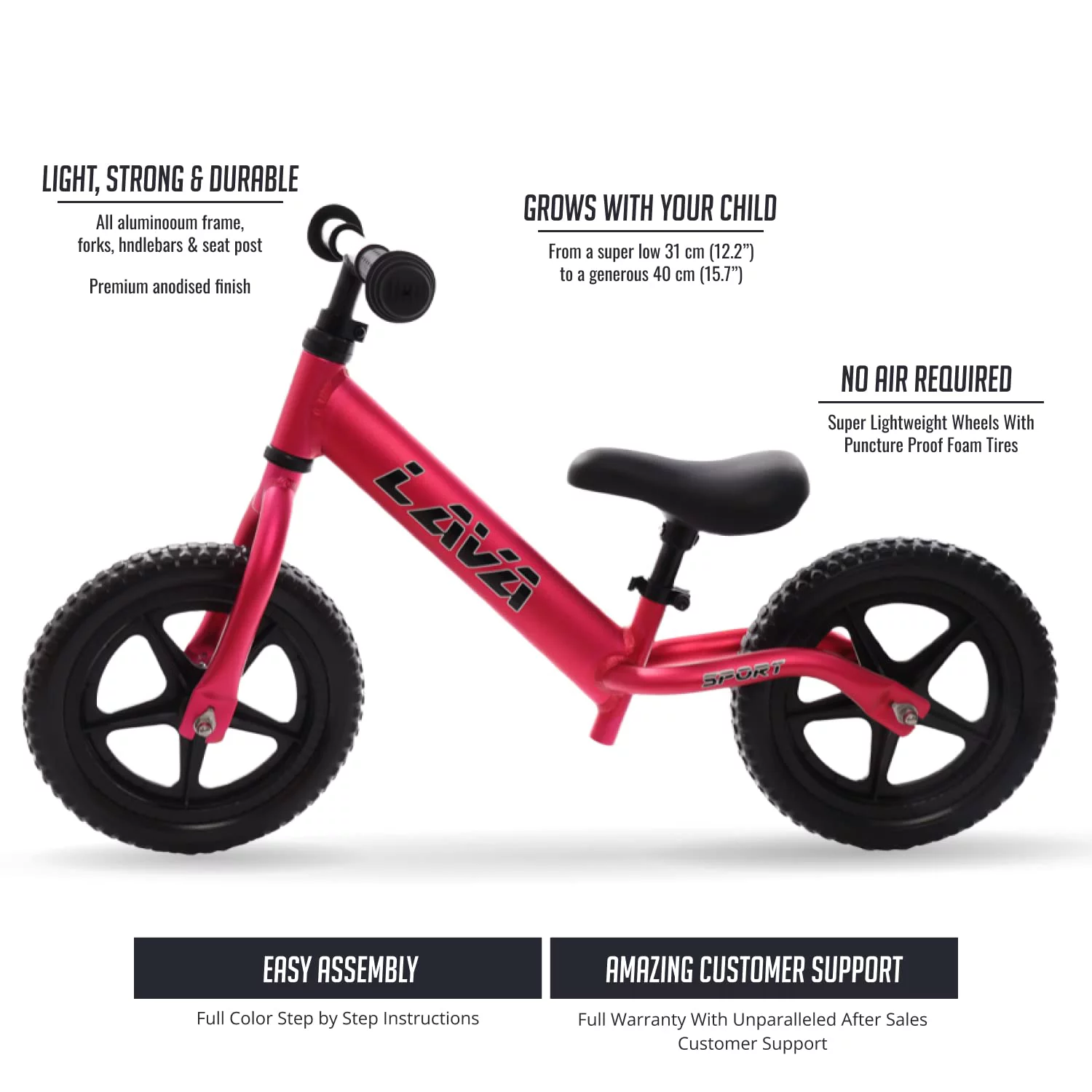 Balance Bike-Lightweight Aluminium Toddler Bike For 2, 3, 4, And 5 Year Old - Womvr