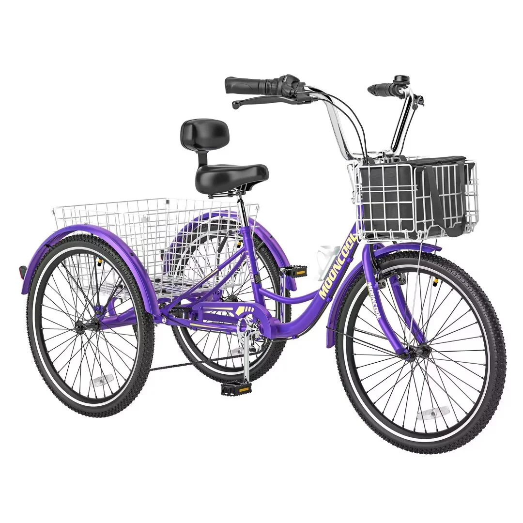 Docred Adult Tricycle 7 Speed 24 Inch Three Wheel Bike Cruiser Trike for Men/Women/Seniors - Womvr