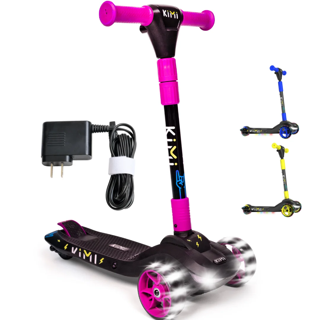 Kimi Kids 3-Wheel Electric Scooter, Ages 2-9, 5Mph, Lights, 10 Miles Range - Womvr