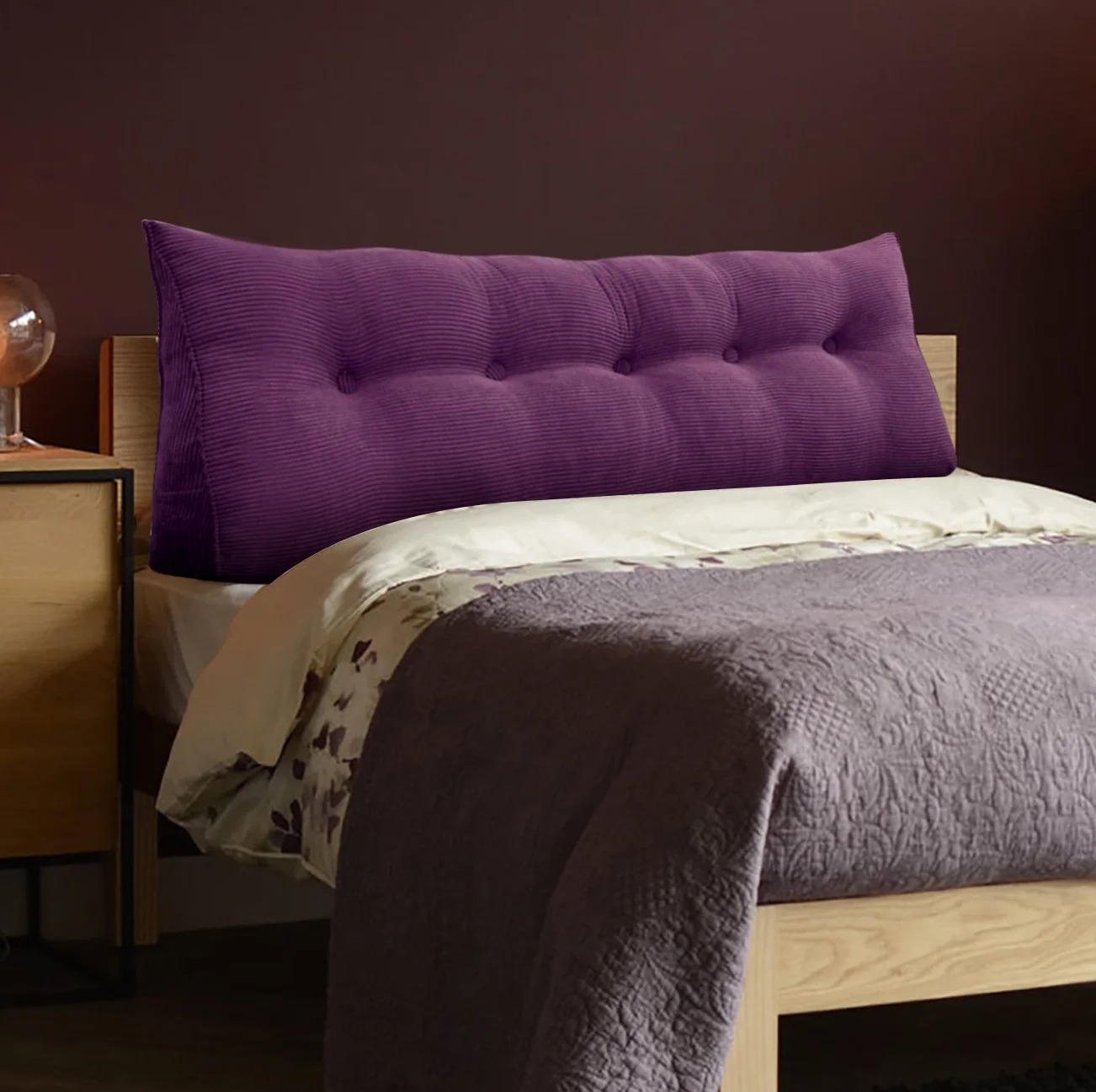 Johnear Corduroy Pillow Large Bolster Triangular Headboard Sleeping Wedge Backrest Support Cushion for Daybed Bed Rest Reading Pillows Foot Pad Positioning UpholstePurple (Purple .Queen) - Womvr